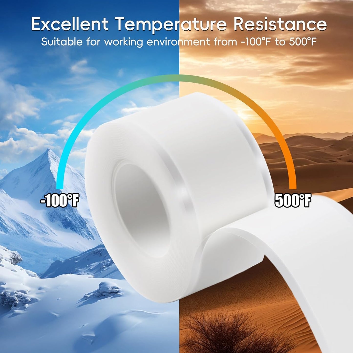 Self Fusing Silicone Tape 2 Rolls 1 in x 10' White Waterproof Rescue Tape Rubber Leak Silicone Self-amalgamating Tape for Plumbing, Sealing Pipes, Hose Repair, Outdoor Coax and Tool Fixation