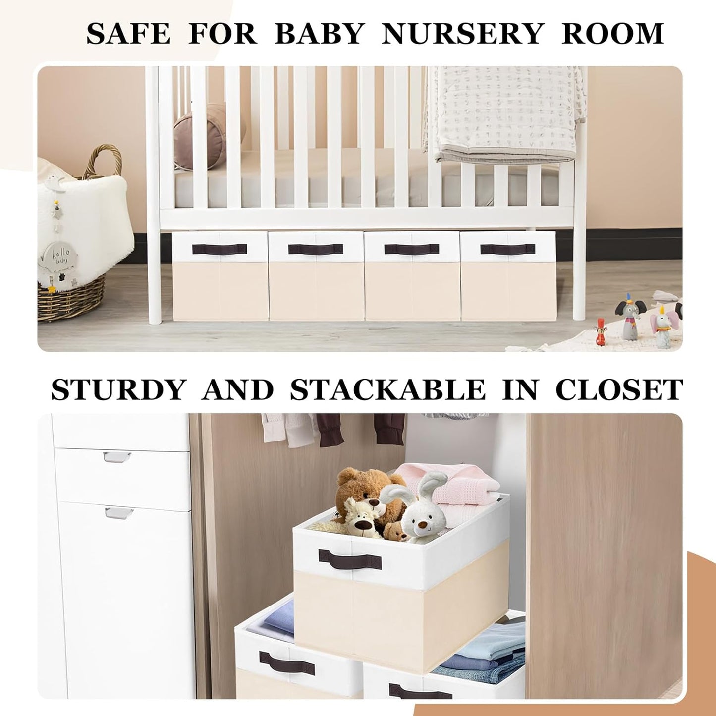 Criusia 8 Pack Large Storage Basket, Fabric Blanket Basket Living Room, Toy Organizers and Storage with Handles for Kids, Laundry Basket for Clothes Towel, Yarn and Craft Storage Bins (14L*10W*9.5H)