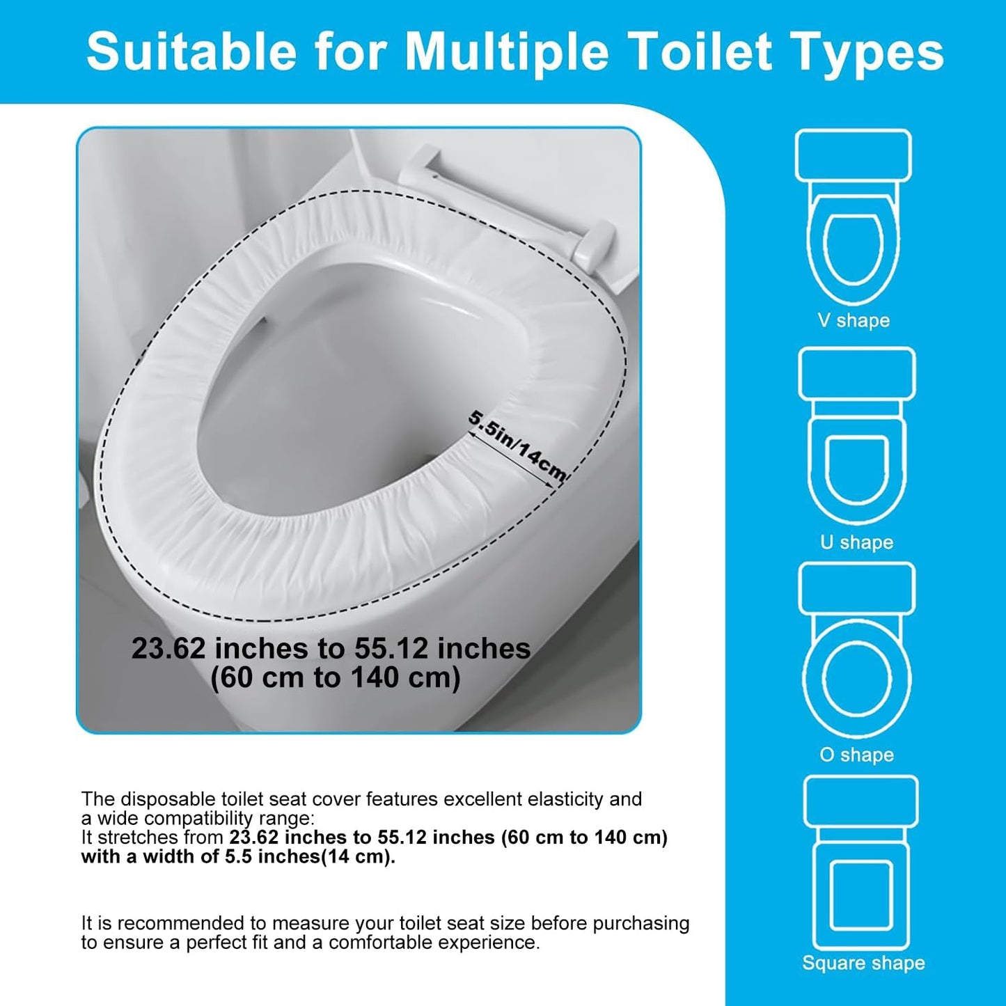 50 Pack Disposable Toilet Seat Cover Waterproof Non-Woven Fabric, Disposable Toilet Seat Covers for Travel, Disposable Seat Covers for Outing Hotel Hospital Public Toilet (Individual Package)