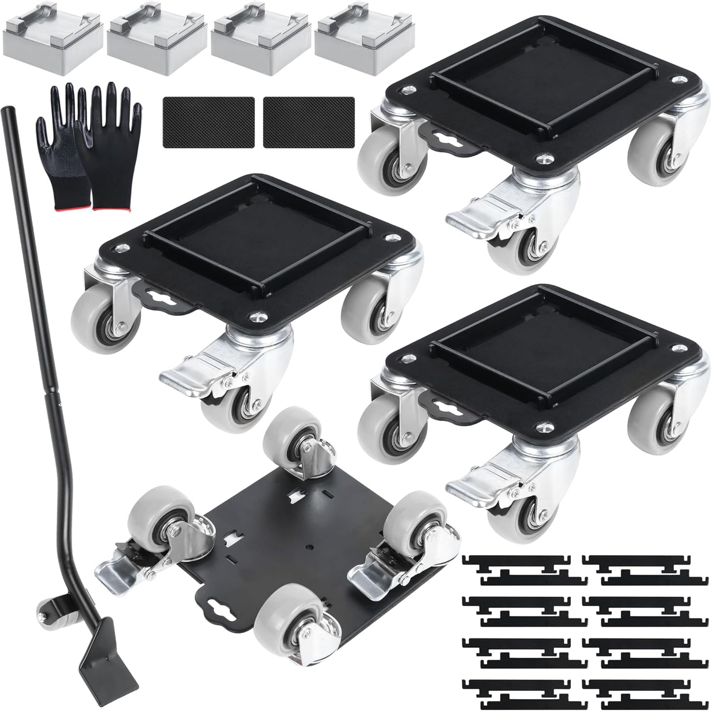 Furniture Movers with 4 Wheels,Heavy Duty Furniture Lift Mover Tool Set with 2000 lbs Load Capacity, Easy Sliders Dolly with Removable Side Guards&Brake, for Moving Appliance,Sofa etc