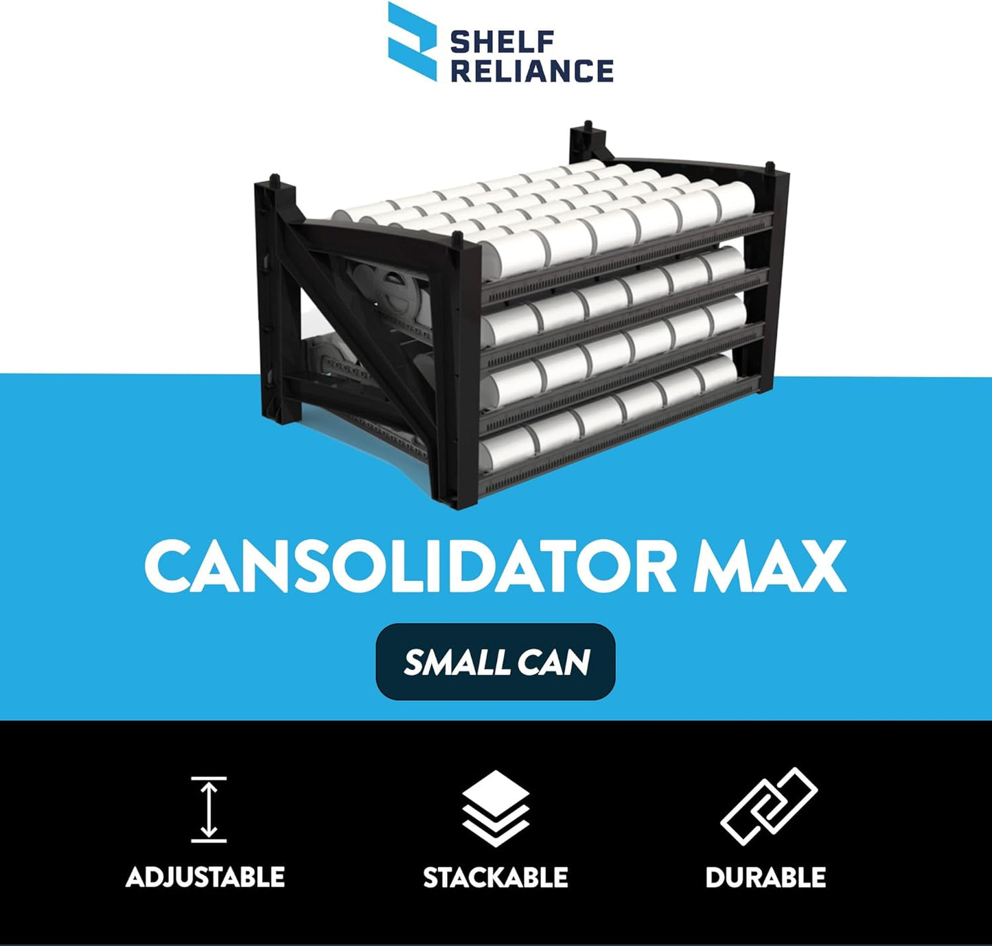 Shelf Reliance Cansolidator Max Large - 1-Pack Can Organizer for Pantry, Stackable Soda Can Storage for Kitchen, Holds 156 Cans of Food or Soda