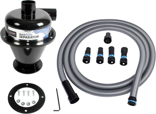 Cen-Tec Systems Quick Click Dust Separator and 16 Ft. Hose for Home and Shop Vacuums with Expanded Multi-Brand Power Tool Adapter Set