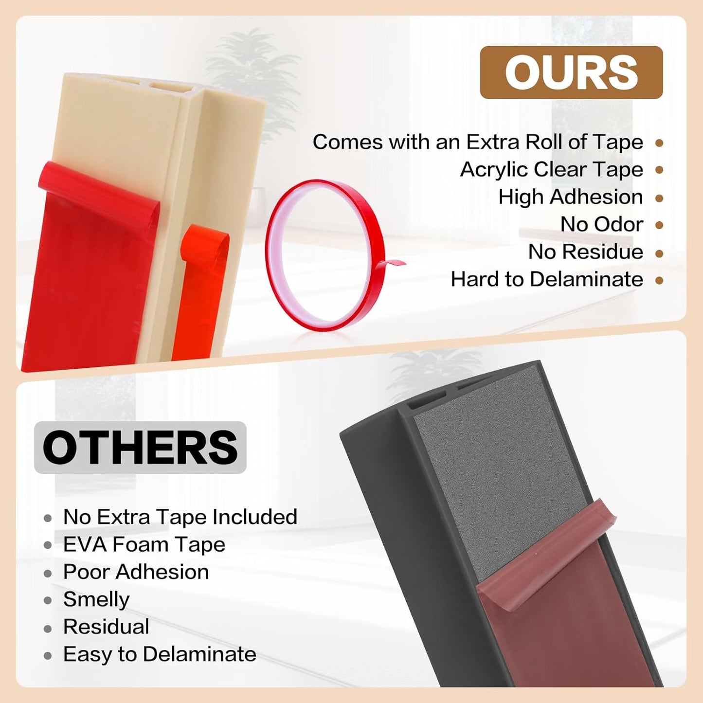 Floor Transition Strip Vinyl Door Threshold Ramp Self Adhesive Carpet Edging Strip Doorway Edge Trim, Overlap Edge Reducer for Laminate Carpet, Floor, Tile (Raw Wood Grain, 1/5" to 2/5", 6.6Ft)