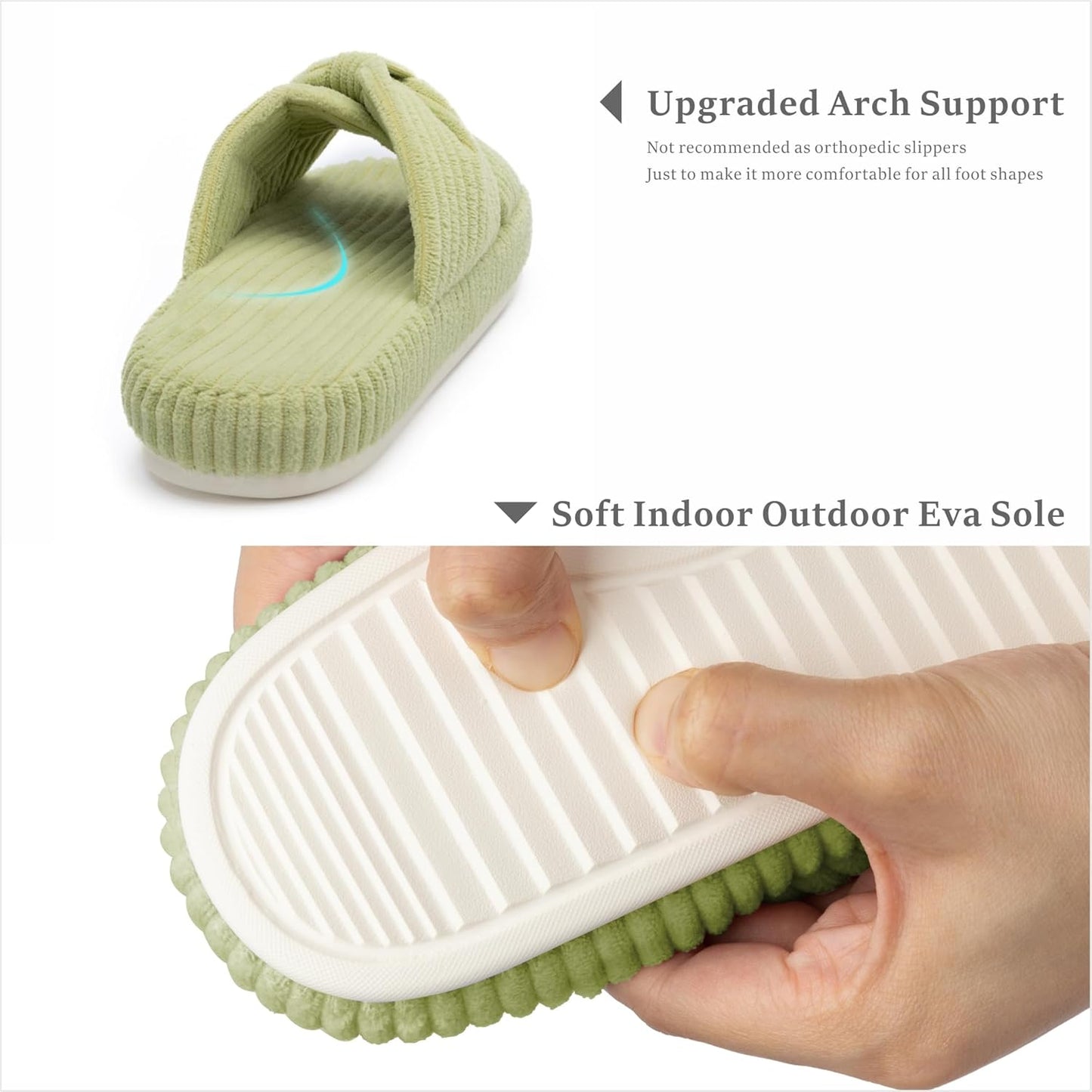 Chantomoo Slippers for Women Memory Foam House Bedroom Corduroy Bow Crossbands Slide Slipper Shoes Comfy Trendy Gift Slippers