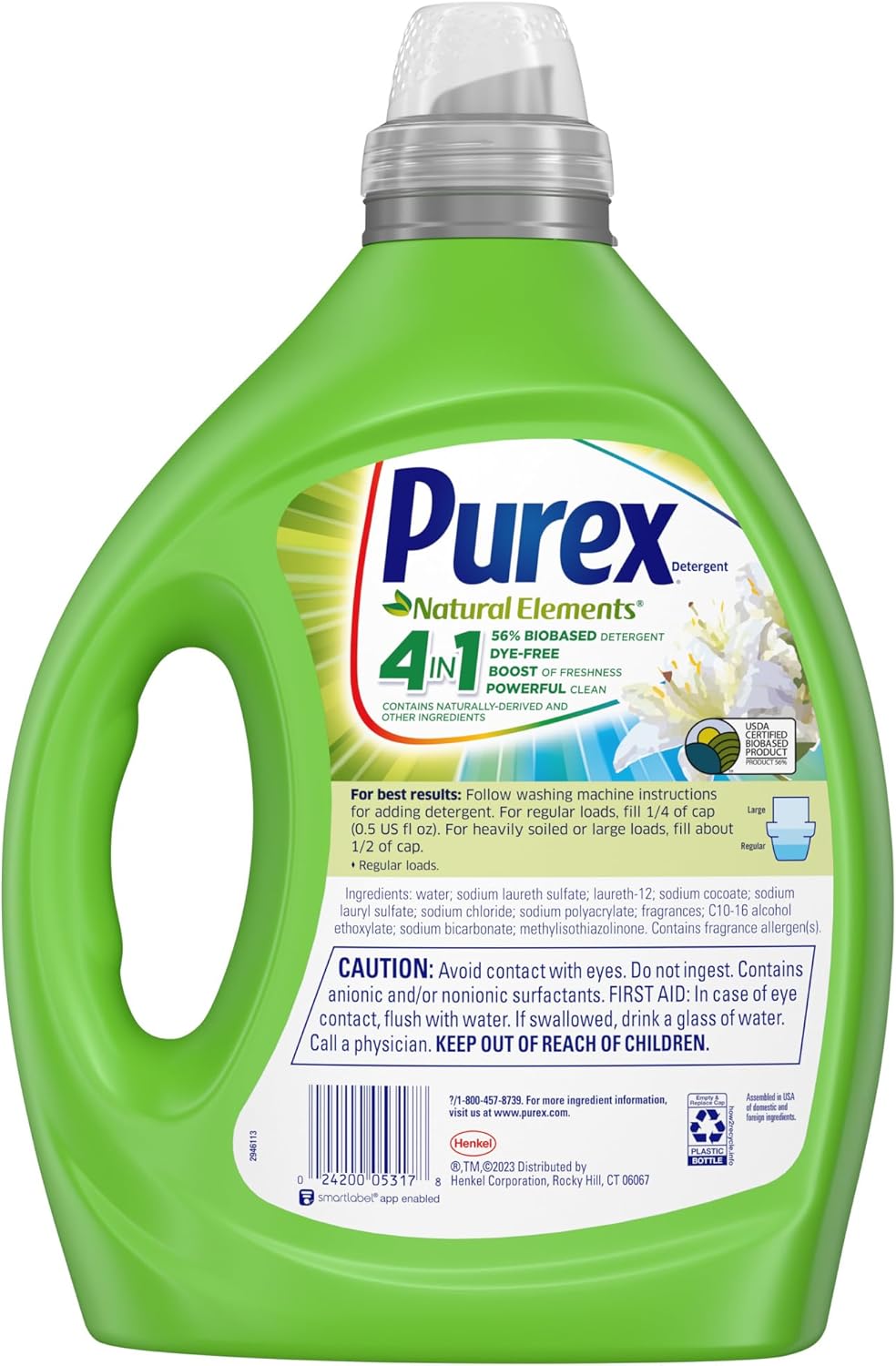 Purex Liquid Laundry Detergent, Ultra Concentrated, Natural Elements Linen & Lilies, 82.5 Ounce, 165 Loads