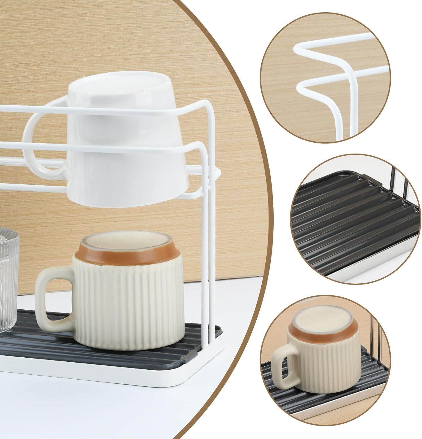 Bottle Drying Rack, Cup Drying Rack,Tumbler Drying Rack with Drain Tray (White)