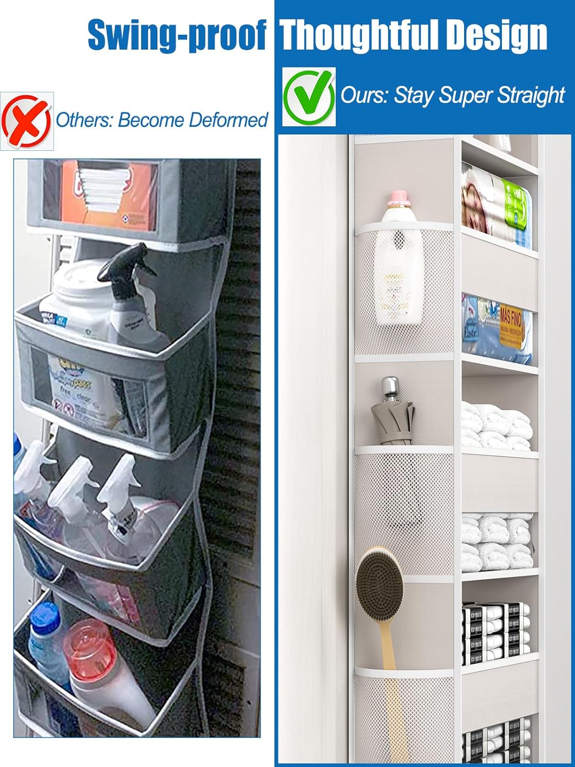 Over The Door Storage Organizer, RV Bathroom Organizer, Over The Door Organizer Camper Storage and Organization, 5 Shelf Hanging Over Door Organizer for Camper, Bathroom, Bedroom, Closet-Beige