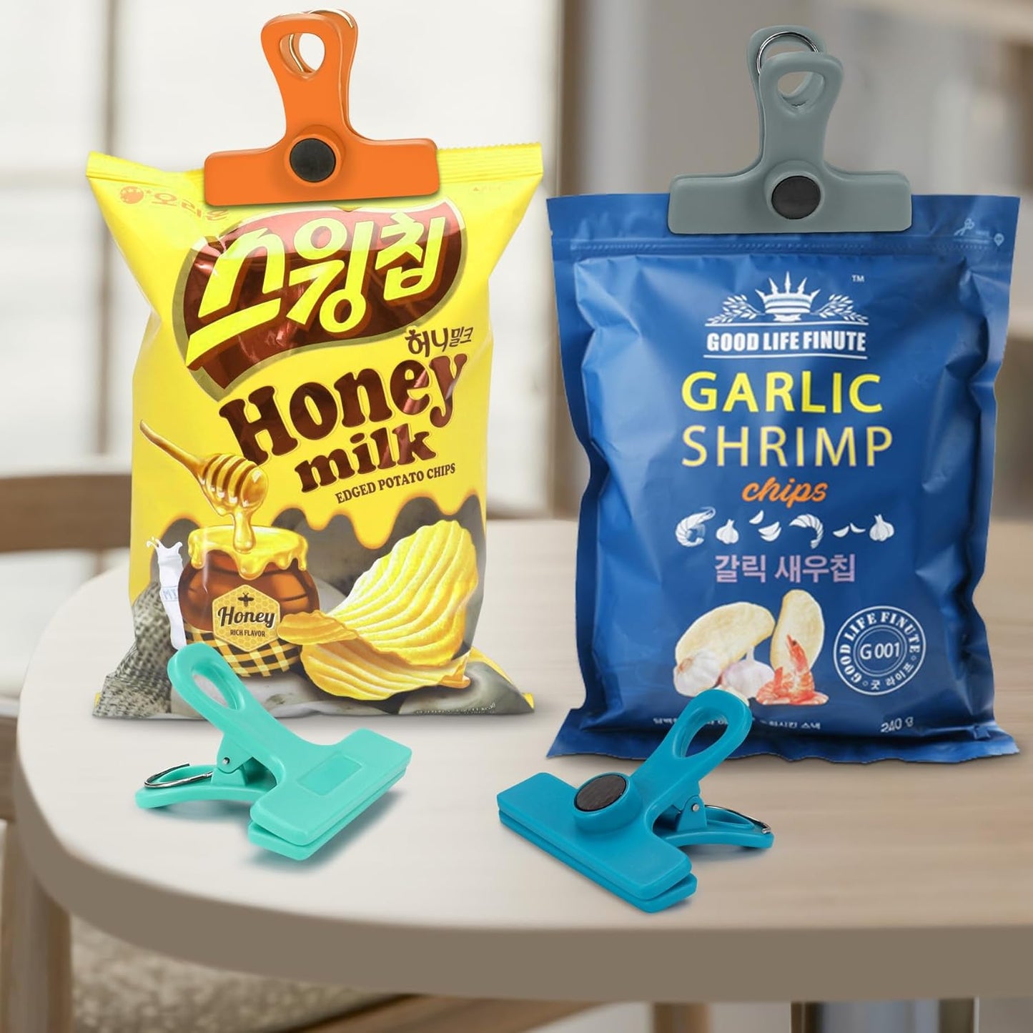 TACGEA Chip Clips, Magnetic Bag Clips with Air Tight Seal for Food Storage, 8 Pieces, Multicolor