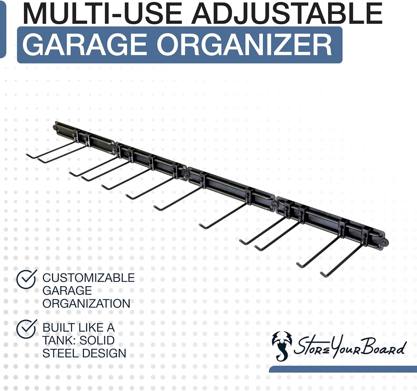 StoreYourBoard Garage Tool Organizer Wall Mount – Heavy Duty Garage Wall Organizer for Garage Organization and Storage, Broom Holder Wall Mount for Gardening Tools & Yard Tools – 64" Holds 600 lbs