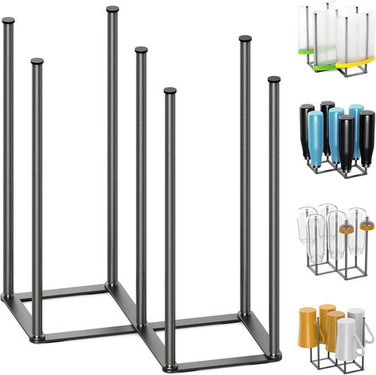 Foldable Bottle Drying Rack, Baby Bottle Drying Rack, Collapsible Cup Draining Holder, Retractable Reusable Storage Bag Dryer with Non-Slip Bottom - Stainless Steels (Starlight Gray)