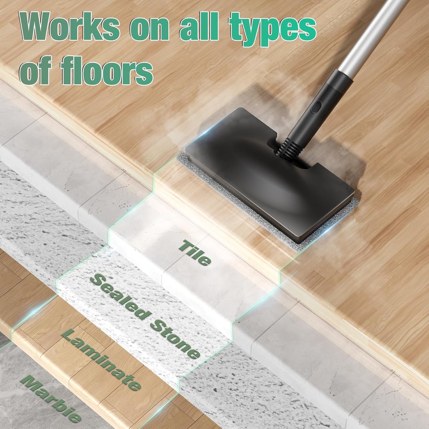 11-in-1 Steam Mop - Detachable Handheld Steam Cleaner with 500mL Tank, 260℉ Floor Steamer for Hardwood, Tile, Grout, Windows, Bath & Kitchen - 3-Level Steam Control, Multi-Purpose Floor Steam Cleaner