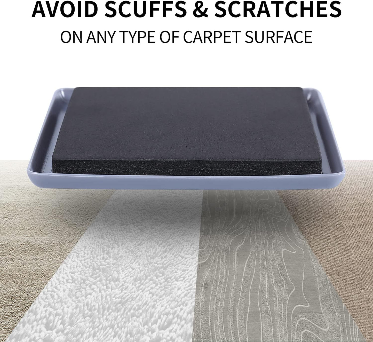 Ezprotekt 8 Pack Reusable Large Furniture Movers Sliders for Carpet, 5" Square Furniture Moving Pads, Carpet Sliders for Heavy Duty Sofa Bed Fridge, Move Items Quickly and Easily (Light Blue)