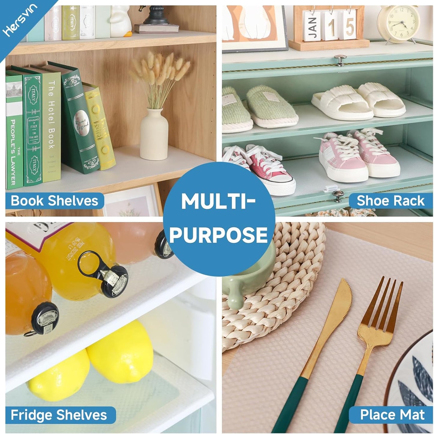 Shelf Liners 22 in x 20 ft EVA Drawer Mats, Non-Adhesive Cupboard Protector, Kitchen Cabinet Lining Fridge Liner (Clear Flat Dot, 56x610cm)