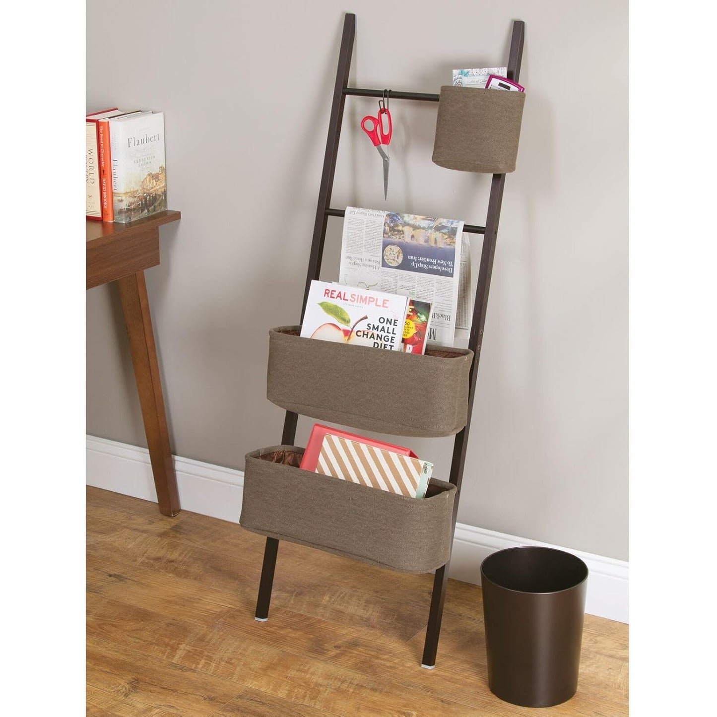 mDesign Round Metal Small 1.7 Gallon Recycle Trash Can Wastebasket, Garbage Container Bin for Bathrooms, Kitchen, Bedroom, Home Office - Durable Stainless Steel - Mirri Collection - Bronze