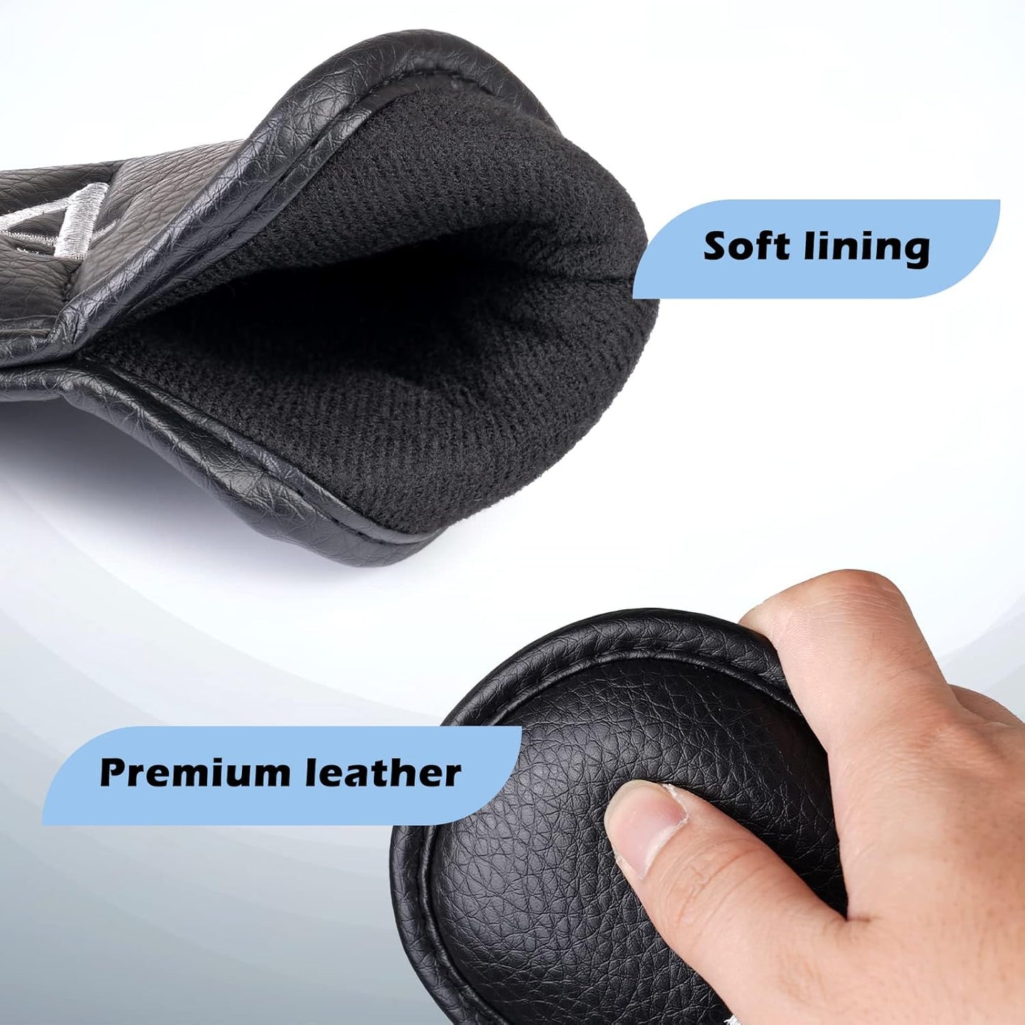 CRAFTSMAN GOLF 12pcs or 1pc Thick Synthetic Leather Golf Iron Head Covers Set Headcover Fit All Brands Callaway Ping Taylormade Cobra Etc. Also Custom Name