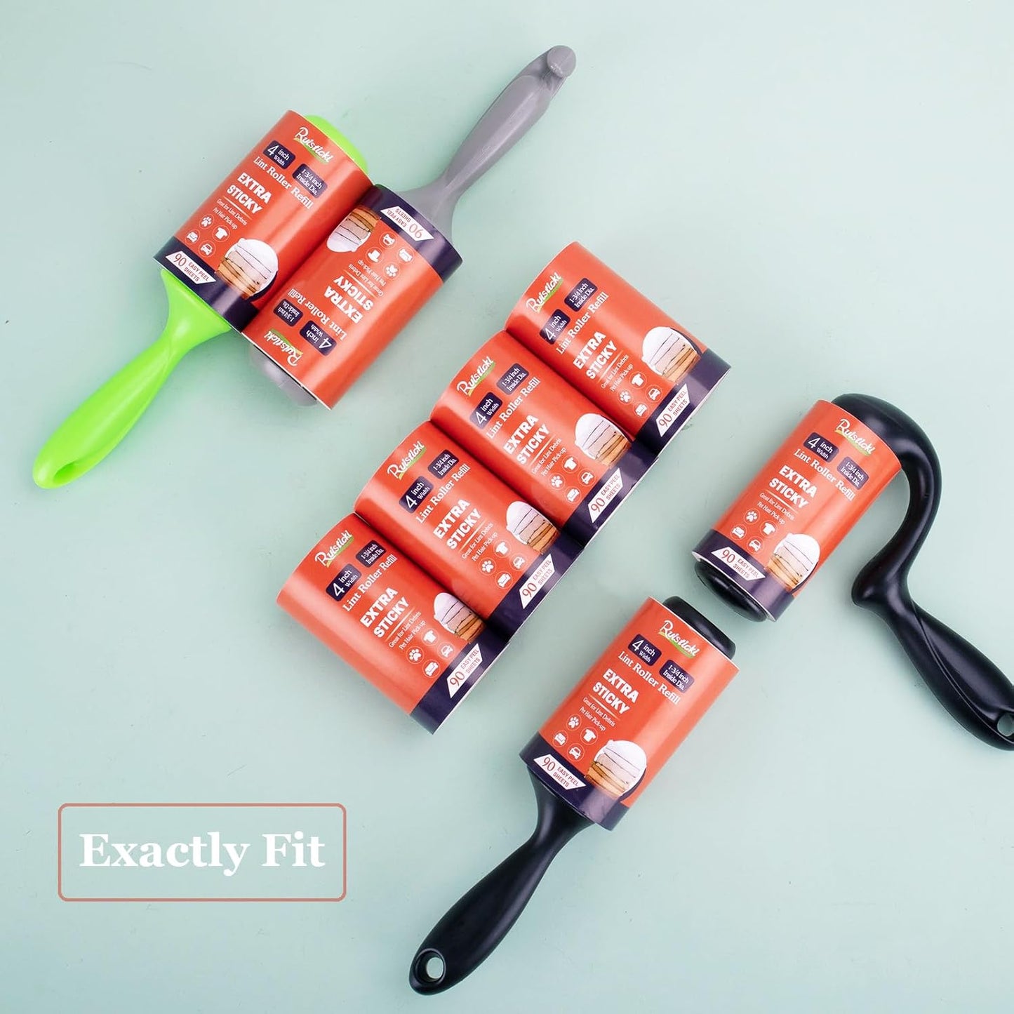 4 inch Lint Roller Refills Only for Scotch Brite, Everyday Clean Lint Roller Refills Pack of 4 Rolls, Extra Sticky 90 Sheets per Refill, 360 Sheets Total (Inside Dia. 1 3/4 inch)