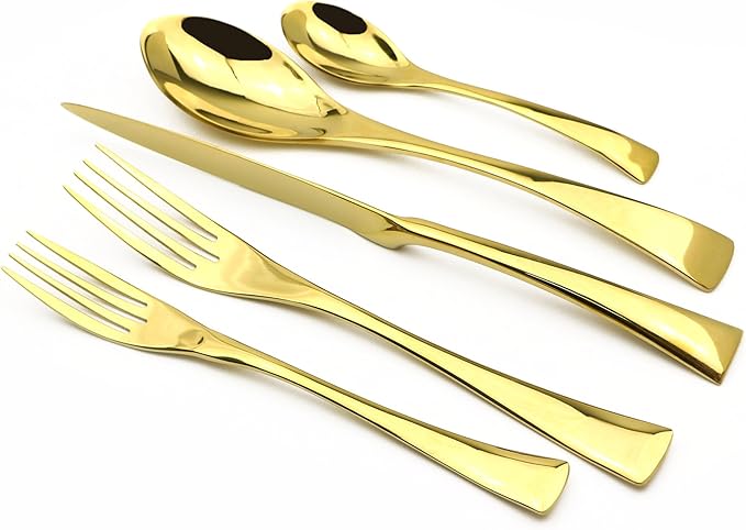 20-Piece 18/10 Stainless Steel Gold Flatware Set, Serive for 4