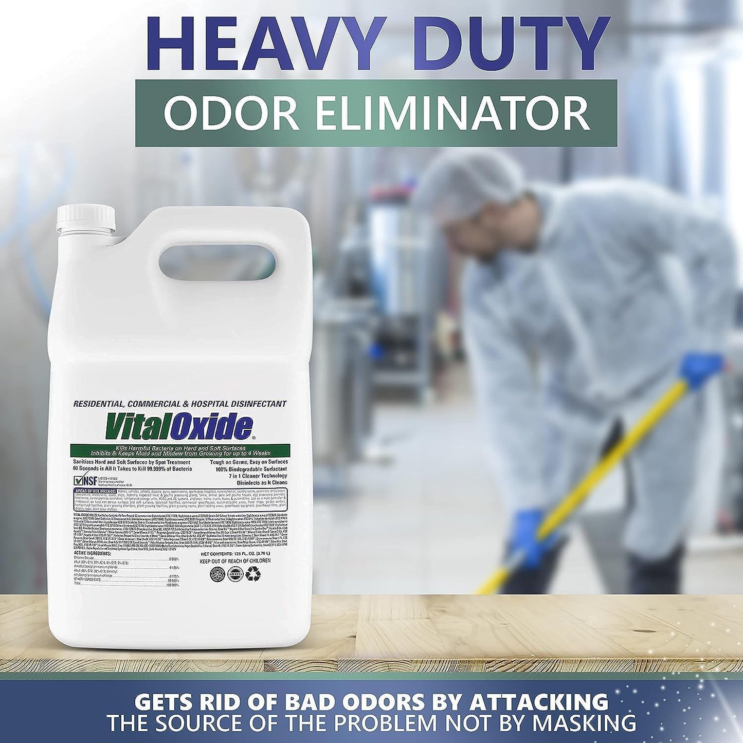 Vital Oxide Disinfectant, Deodorizer, Cleaner, Food-Contact Sanitizer, Virucide – (EPA registration #82972-1) – Kills Mold & Mildew, Eliminates Odors -4 Gallon