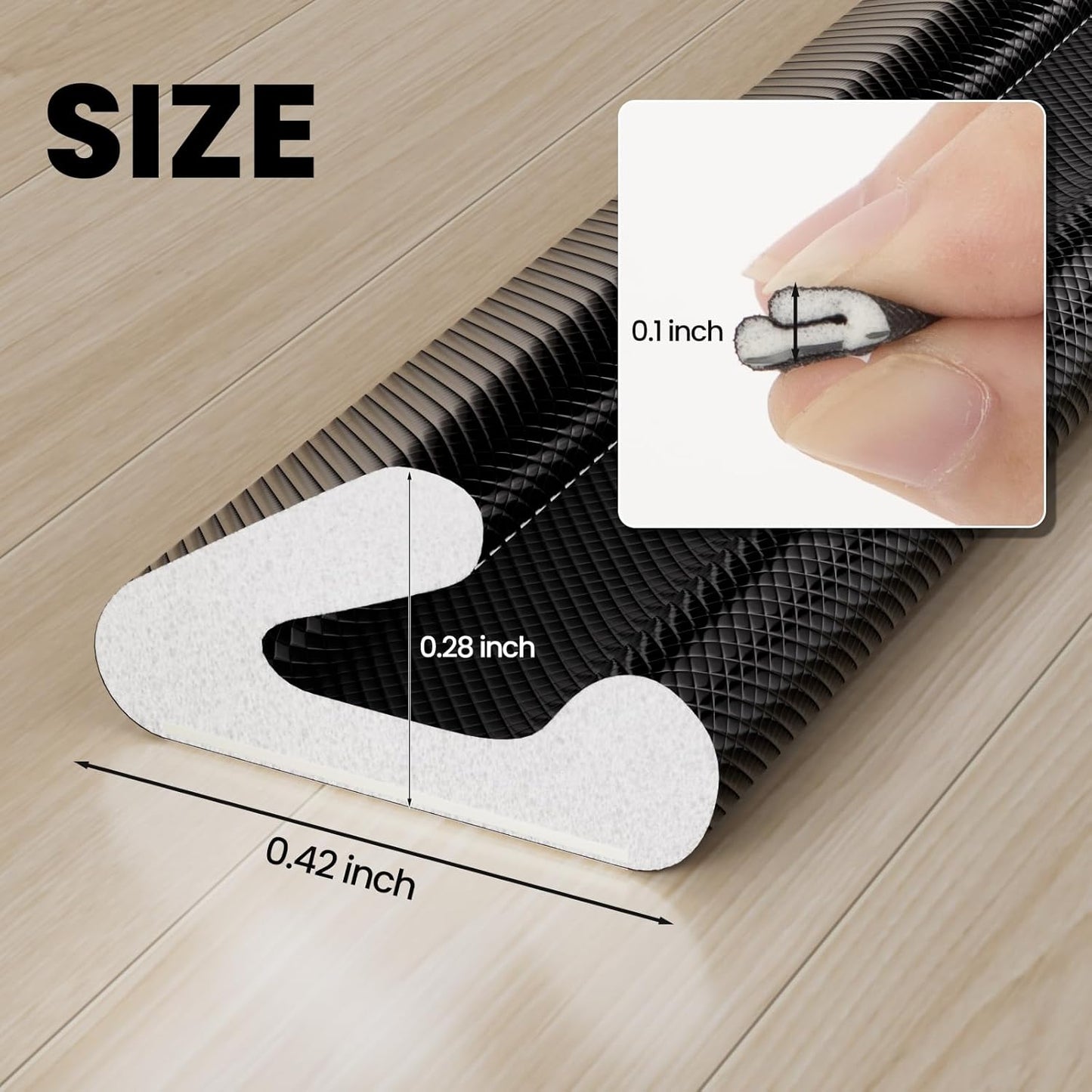 V Shape Foam Weather Stripping Door Frame Seal Strip 2Pcs×26FT Black, Draft Stopper, Insulation Winter, Weatherstripping, Gap Sealing, Soundproofing, Self-Adhesive Used for Exterior Front Door Side