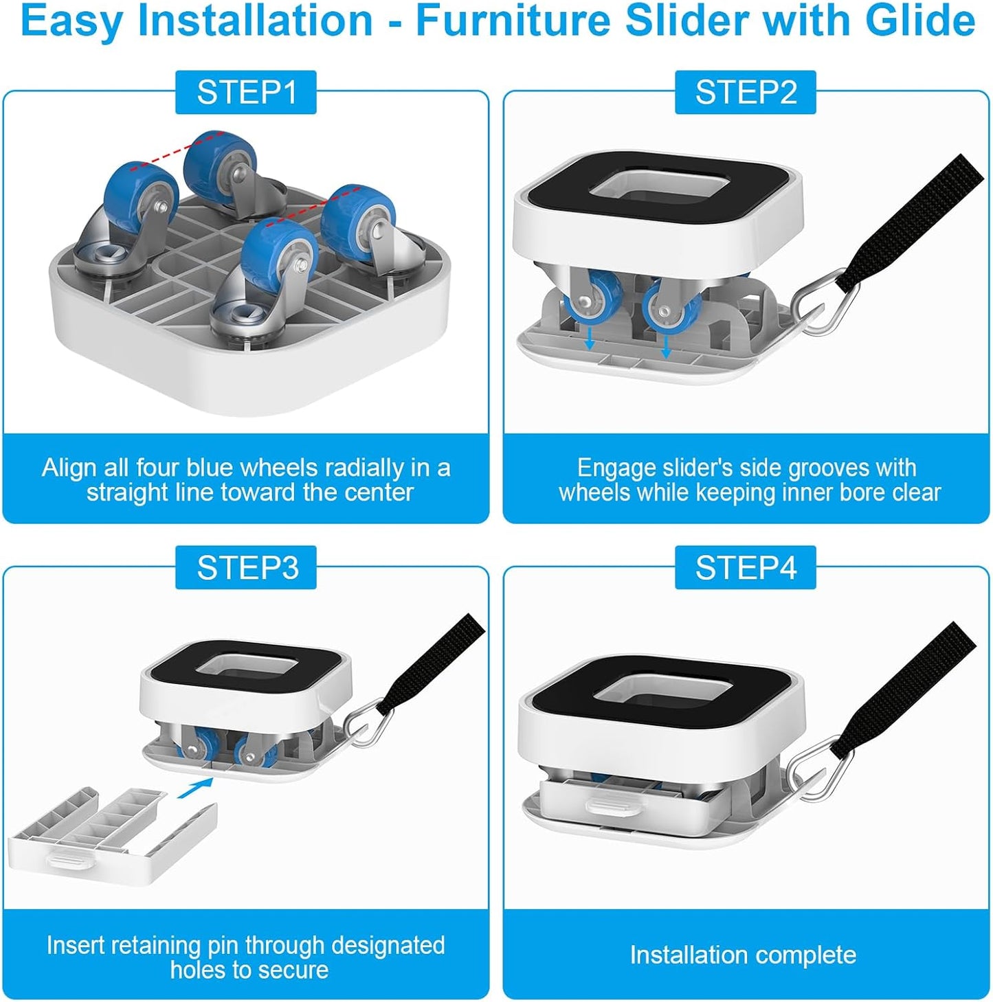 New Upgraded Furniture Sliders for Hard Floors & Carpets, 2-in-1 Furniture Movers with Wheels, Furniture Dolly for Moving Heavy Duty Sofa, Bed, Appliance, Load Capacity Up to 750lb