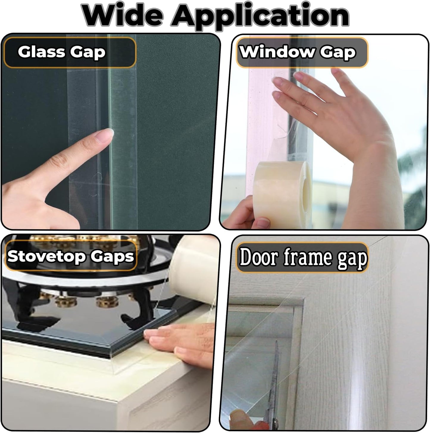 Transparent Window Seal Weather Sealing Tape 2 Inch x 35 Yards Weather Stripping Residue Free Clear Window Insulation Tape for Shower Glass Gaps and Doors Windproof Tape