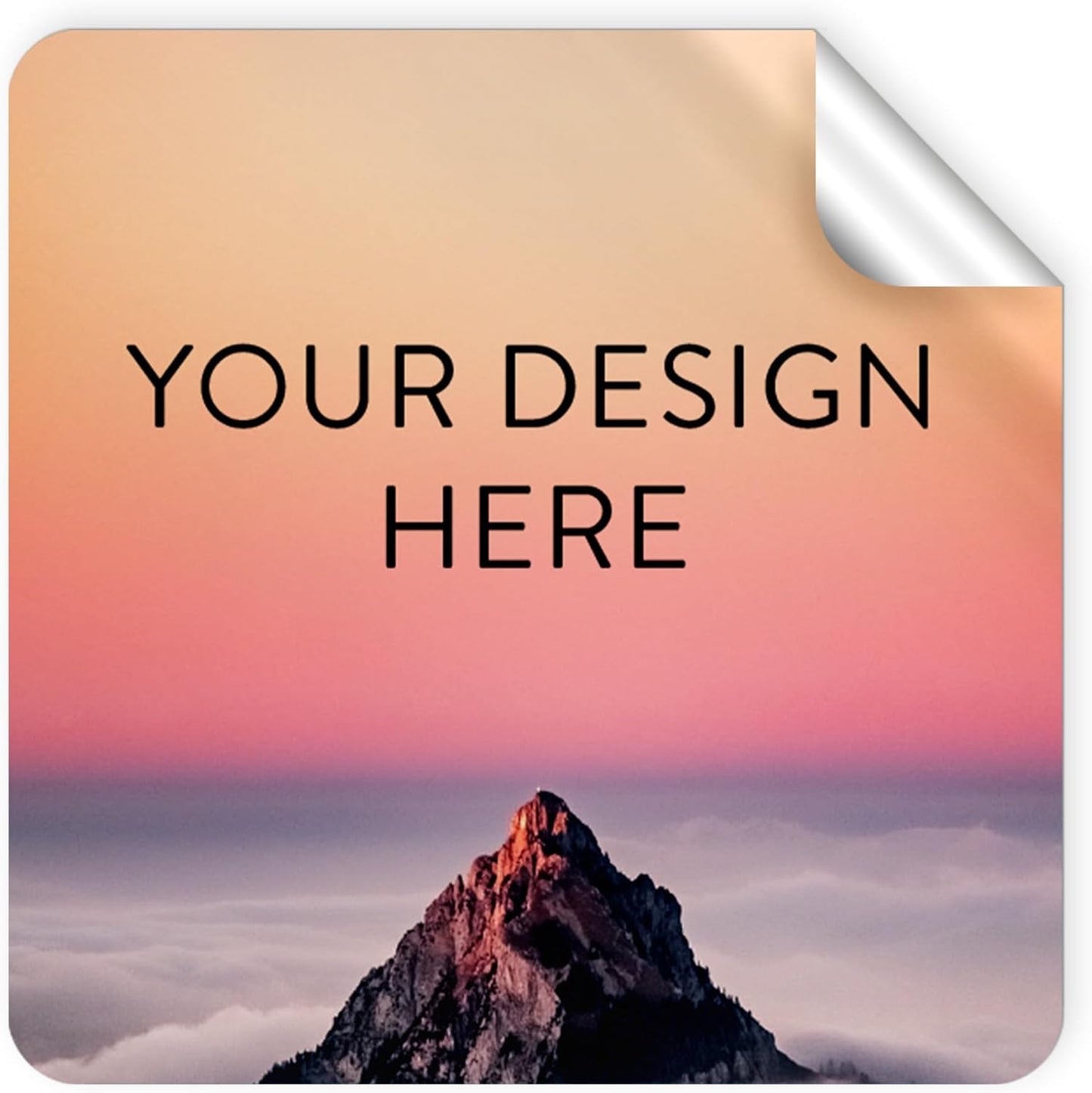 100 Custom Vinyl Stickers - Upload Your own Image, Text, Design, Logo - Personalized Logo Labels for Handmade, Packaging, Bottle, Jars, Candle, Brand Stickers (Mountain, 5x5 Square)