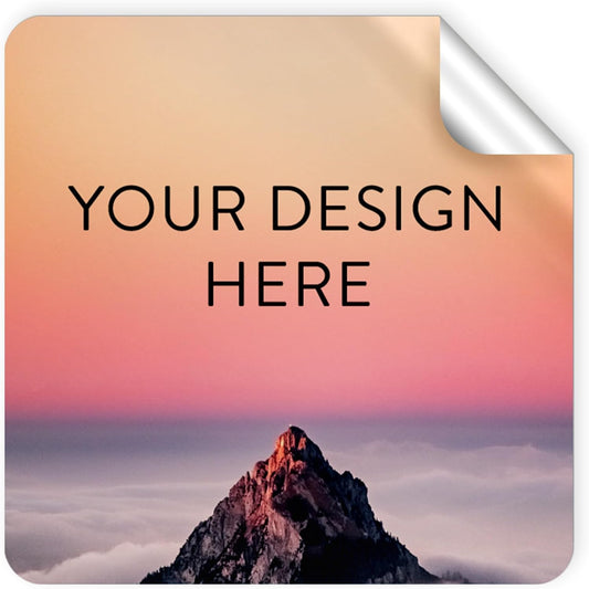 100 Custom Vinyl Stickers - Upload Your own Image, Text, Design, Logo - Personalized Logo Labels for Handmade, Packaging, Bottle, Jars, Candle, Brand Stickers (Mountain, 2x2 Square)