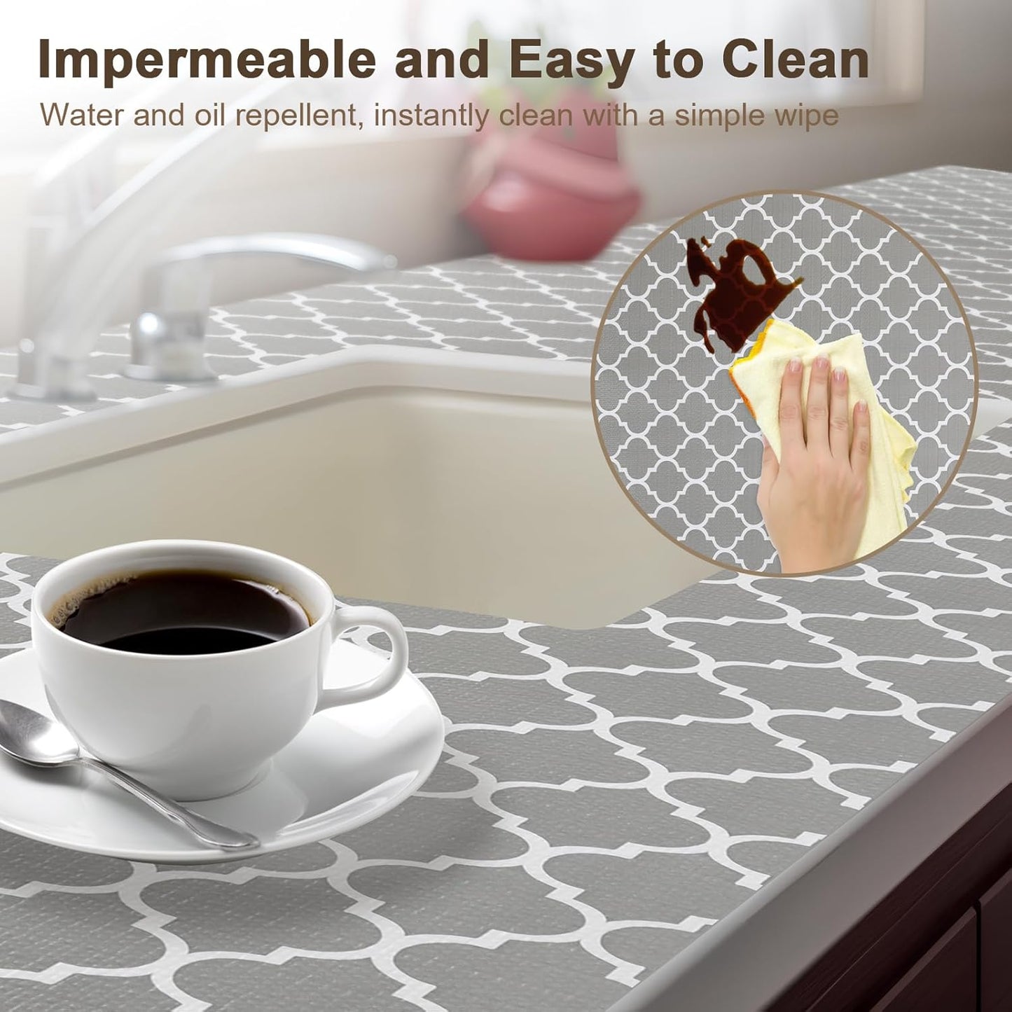 OcePor Non-Adhesive Drawer and Shelf Liner 12IN x 30FT，Non Slip Cabinet and Cupboard Liner, Kitchen Cabinet Liners for Shelves, Waterproof Drawer Shelf Liners for Cabinets/Bathroom Cupboard