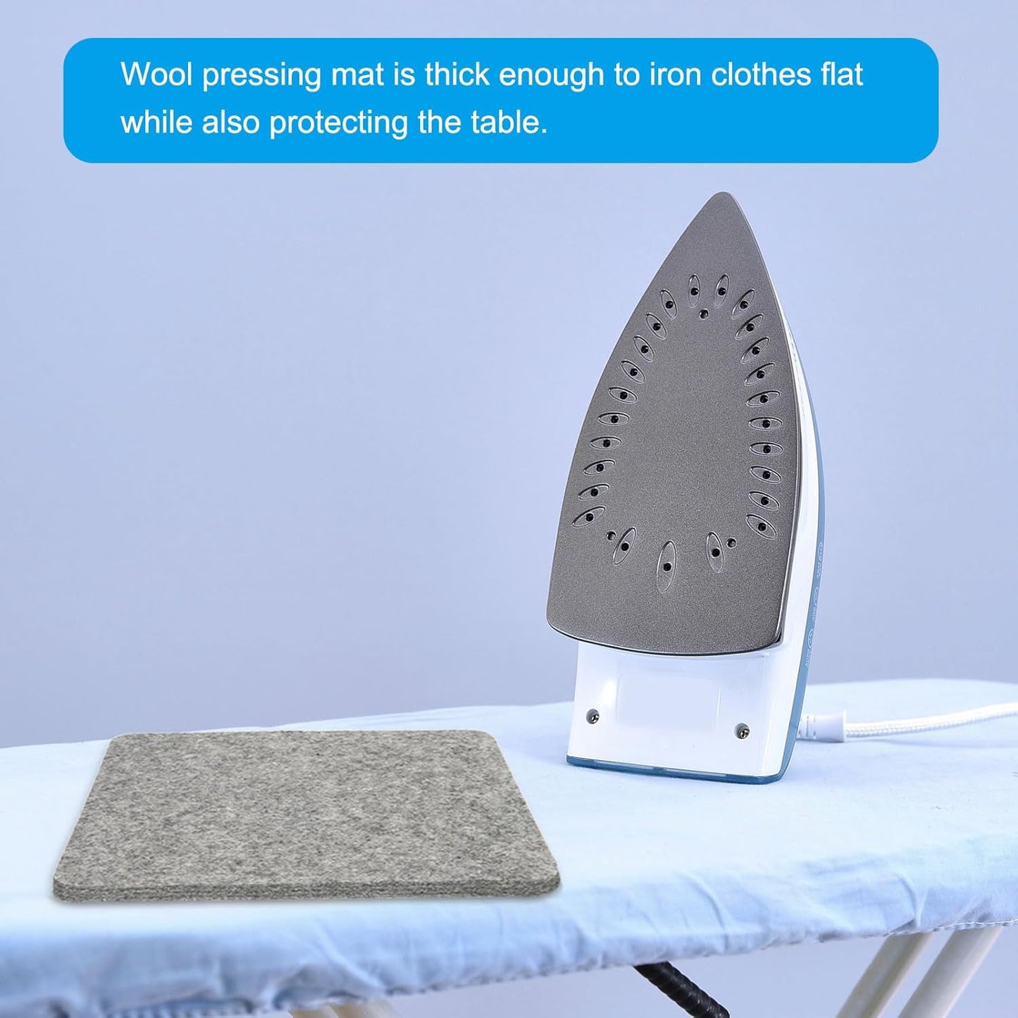 PATIKIL Wool Pressing Mat, 9" x 9" Wool Ironing Pad Blanket 0.5" Thickened Heat Resistant Quilting Ironing Pad for Quilters Sewing Craft, Grey