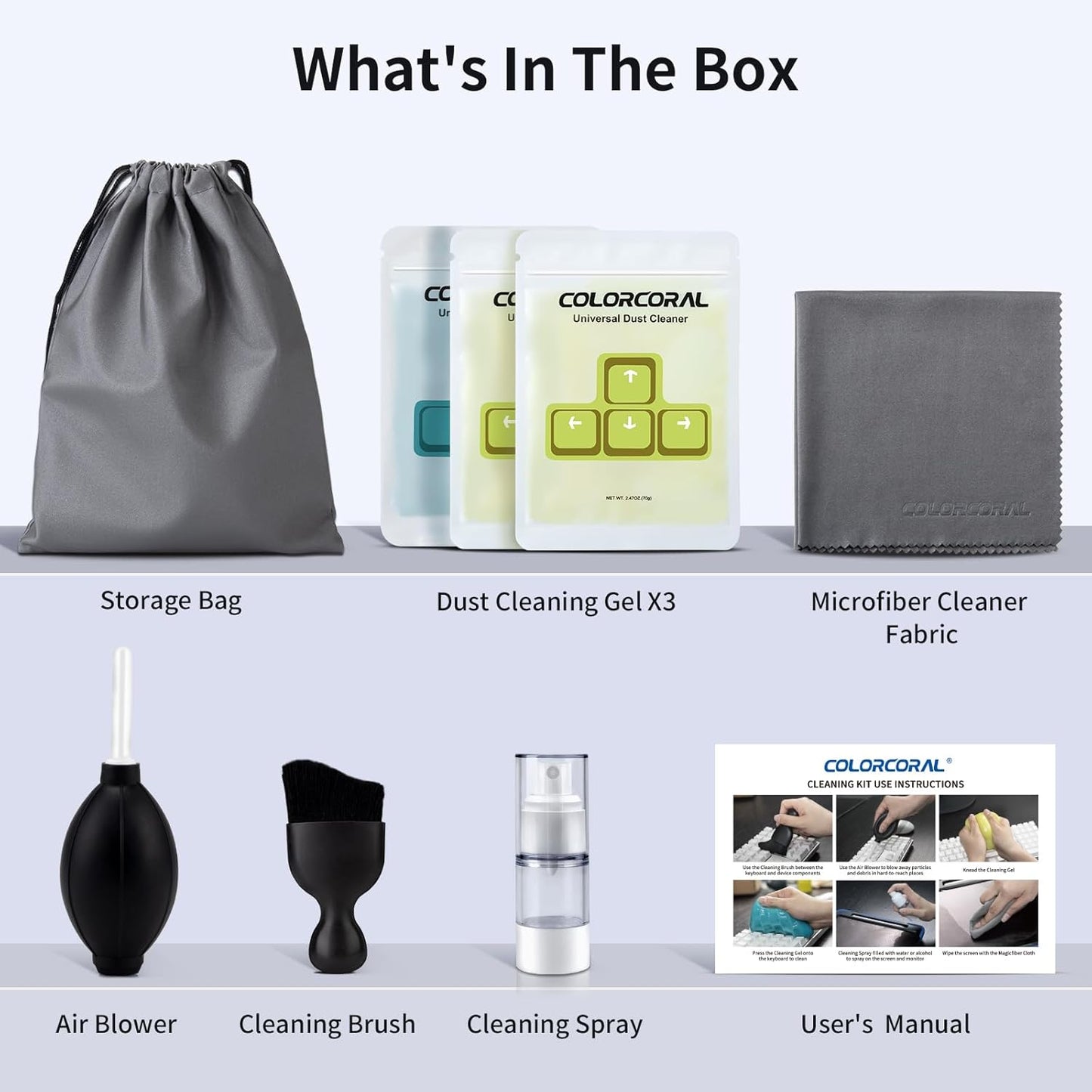 COLORCORAL Laptop Cleaning Kit Keyboard Cleaner Electronic Cleaning Product with 3pack Cleaning Gel, Computer Cleaning Brush Electronic Screen Cleaner for PC, Tablet, Phone, MacBook, Earbud, Car