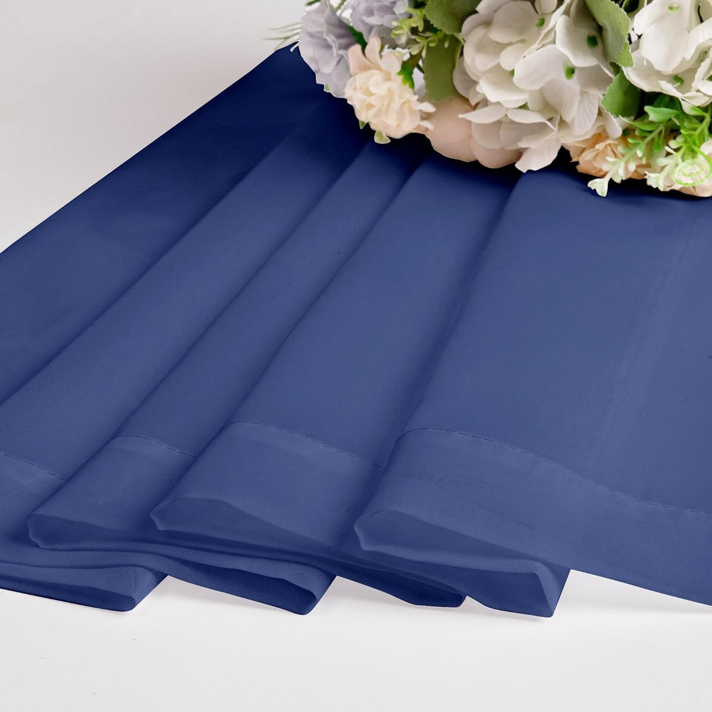 Chyhomenyc Sheer Valances for Windows 2 Pack, Small Window Curtains for Living Room Bathroom Cafe Laundry Basement, Modern Top Dual Rod Pocket Voile Curtain, 42W x 18L inches, Royal Blue