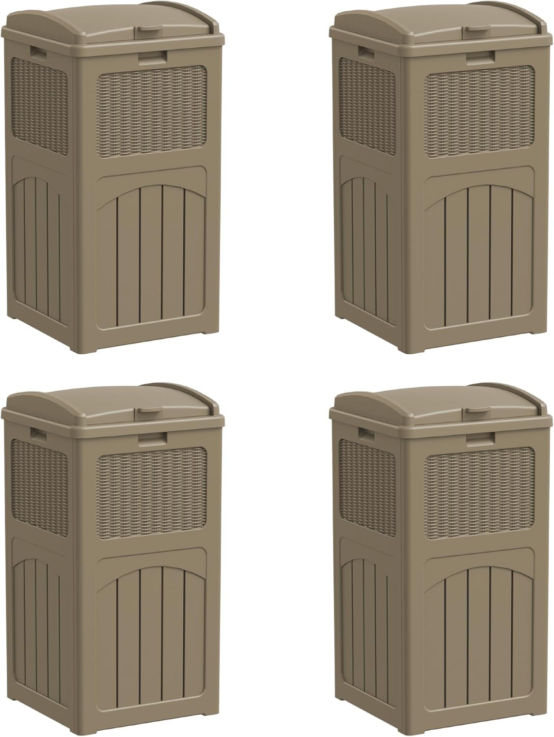 YESHOMY 4 Pack Outdoor Trash Can with Lid, Garbage Bins for Garden, Porch, Home and Kitchen, Coffee