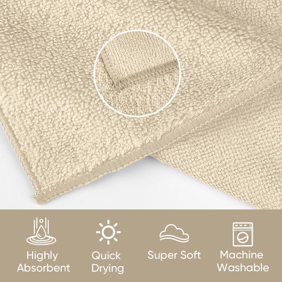 HOMEXCEL Microfiber Washcloths 24 Pack, Highly Absorbent and Soft Face Towel, Multi-Purpose Wash Cloths for Bathroom, Hotel, Spa, Gym, and Kitchen, 12x12 Inch, Brown