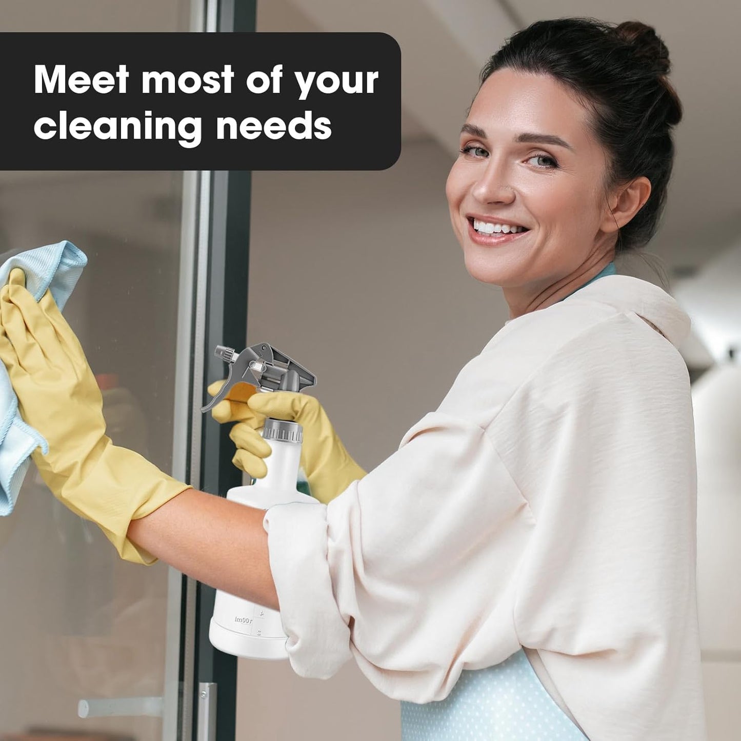 Eccliy 12 Pcs 16 Oz Plastic Spray Bottle, Adjustable Empty Reusable Sprayer for Cleaning, Planting, Water, Bathroom and Kitchen, BBQ, Commercial and Residential(Grey, Measurement)