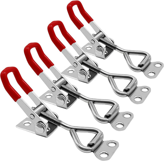 CUKAYO 4pcs Toggle Latch Clamp, 304 Stainless Steel Pull Hasp Latches, Quick Release Hand Tool Toggle Clamp for Smoker Lid Jig,Case Trunk,220Lbs Holding Capacity