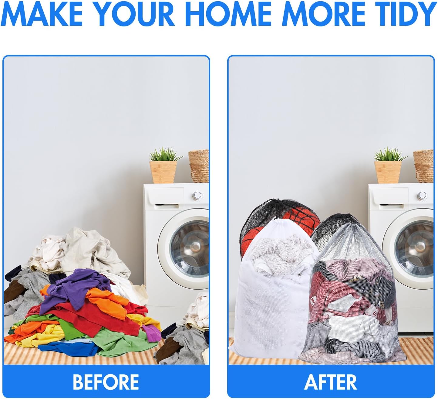 Berlune 30 Pack 24 x 36 Inches Large Mesh Bags for Laundry, Wash bags, Sturdy Mesh Material Closed with Drawstring, Factory, University, Dormitory, Travel and Apartment Dweller (White, Black, Gray)