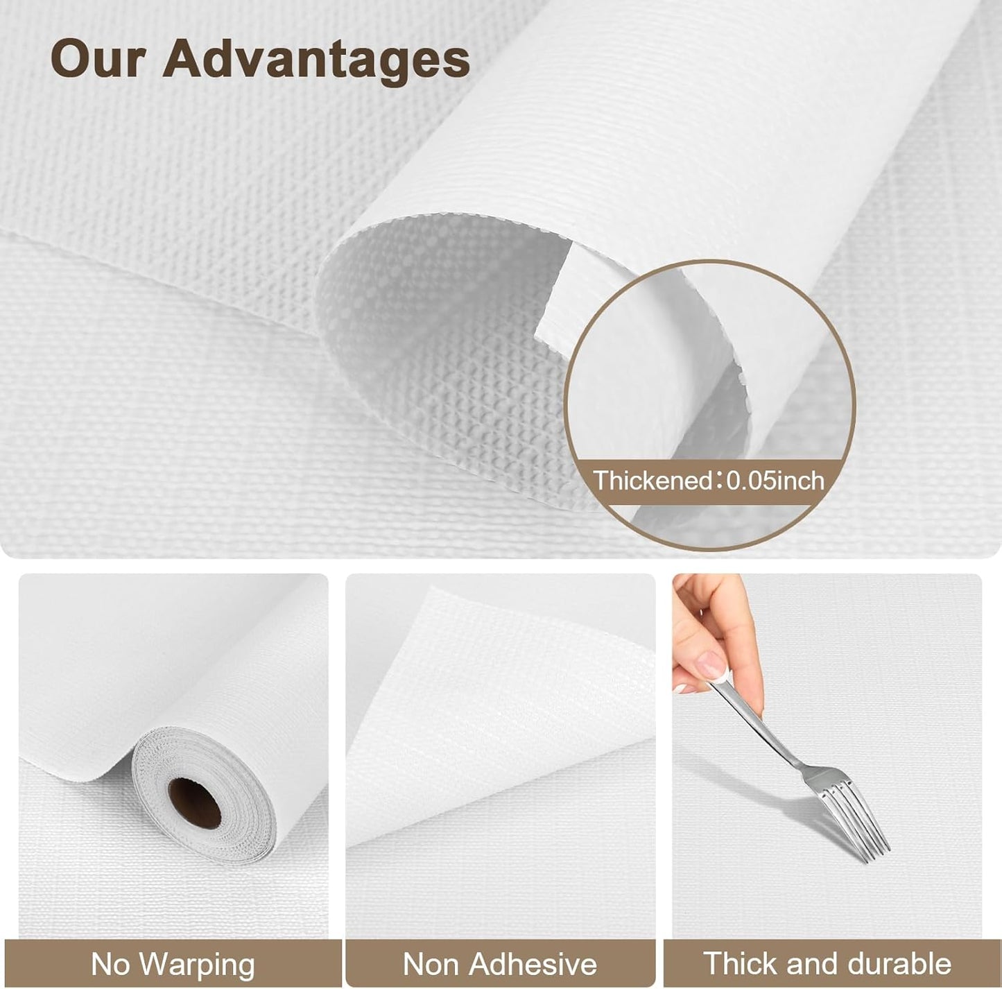 OcePor Non-Adhesive Drawer and Shelf Liner 12IN x 30FT, Non Slip Cabinet and Cupboard Liner, Kitchen Cabinet Liners for Shelves,Waterproof Drawer Shelf Liners for Cabinets/Bathroom Cupboard, White