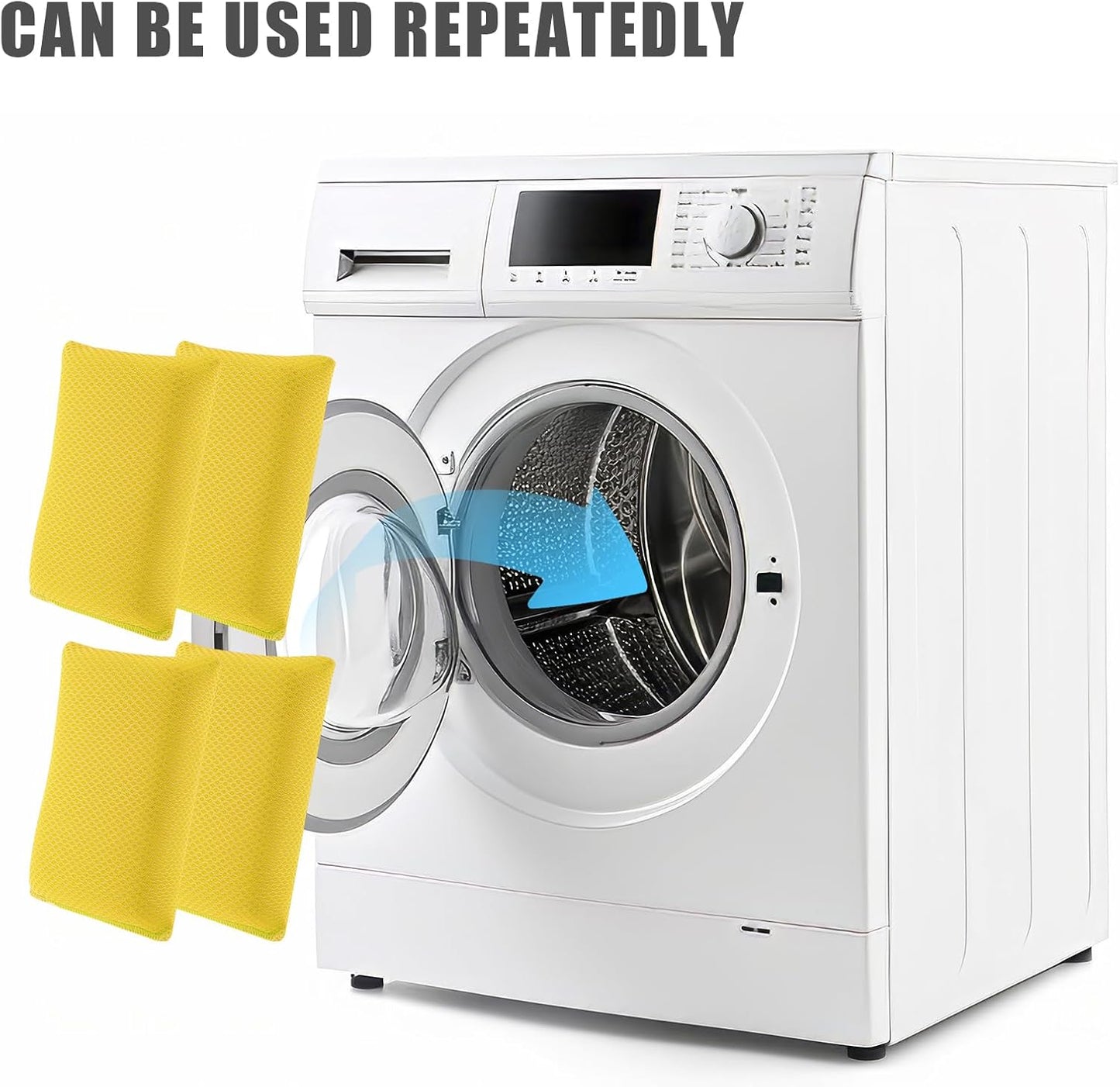 4 PCS Bug Scrubber Sponge Car, Bug Remover Wash Sponge，Car Cleaning Sponge for Bugs, Tar, Grime - Paint-Safe, Reusable Wash Sponges Kit(Yellow)