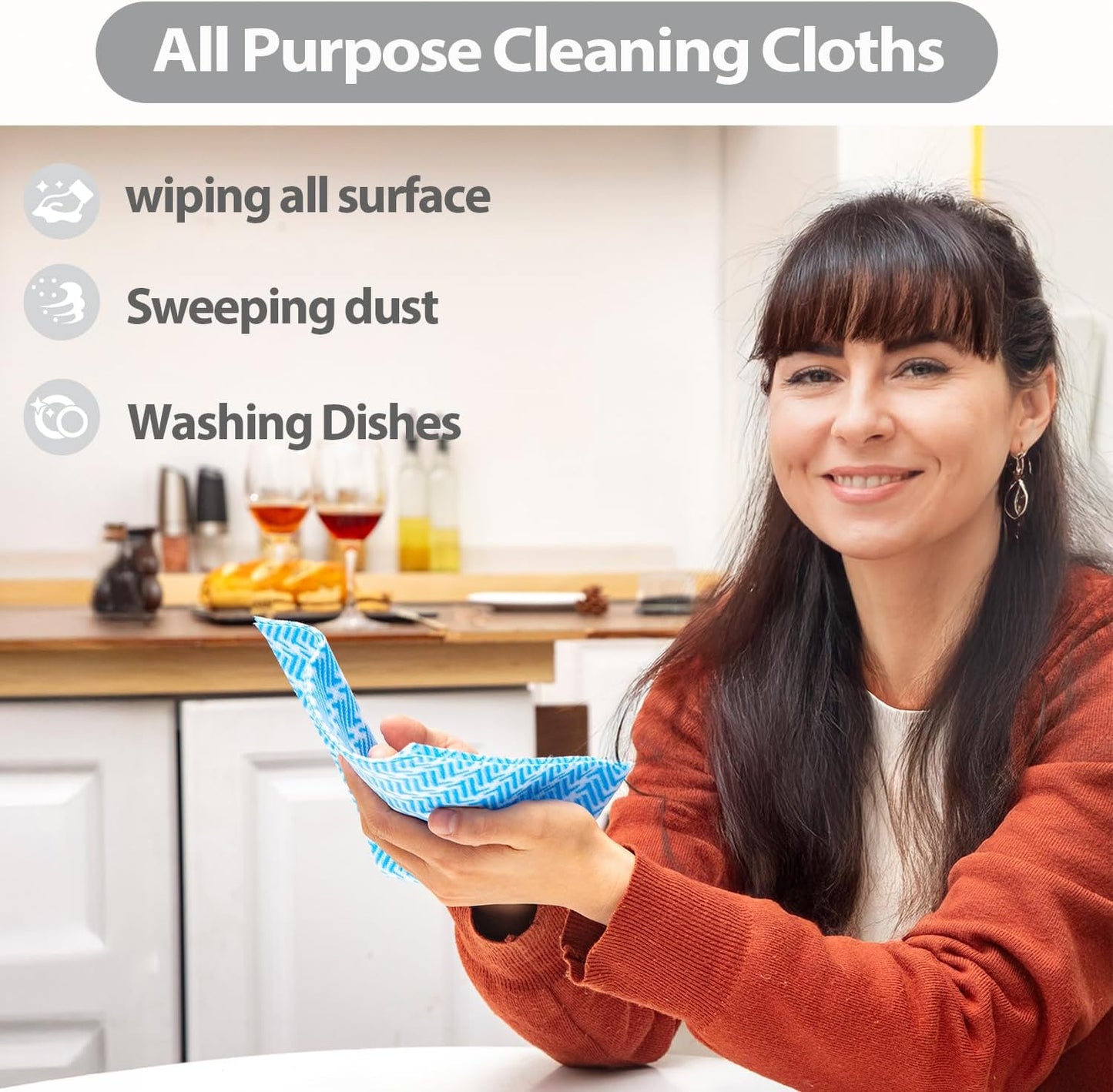 Disposable Cleaning Cloths Dry Handi Wipes Reusable Dish Cloths Multi Use Reusable Cleaning Towels,Machine Washable J Cloth,Heavy Duty Handy Wipes 13.7" X 15.7" 40 Count