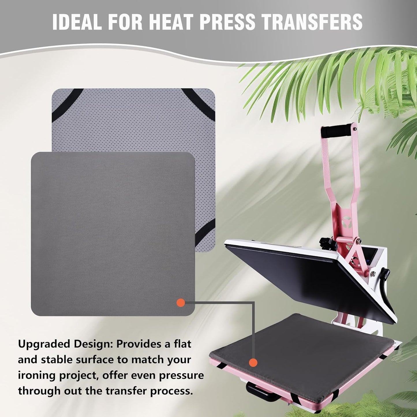 BetterSub Heat Press Mat, 15'' x 15'' Thick Heat-Resistant Foam for Protective Heat Transfer Machine Replacement Pad, Washable Base for HTV Craft Vinyl Ironing Insulation Transfer