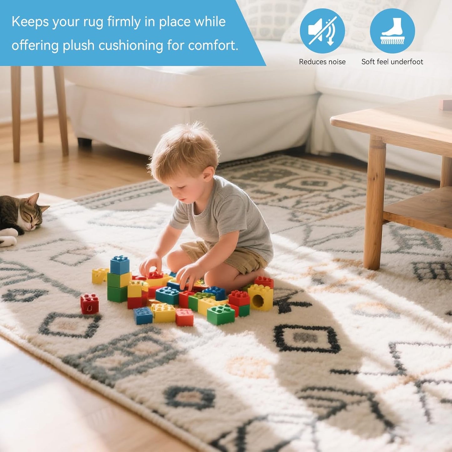 Warmstar 3x5 FT Non Slip Rug Pad,100% Waterproof Felt Rug Pad for Hardwood Floors,1/8” Thick Soft Carpet Pad with Natural Rubber Backing, Secure Grip & Floor Protection