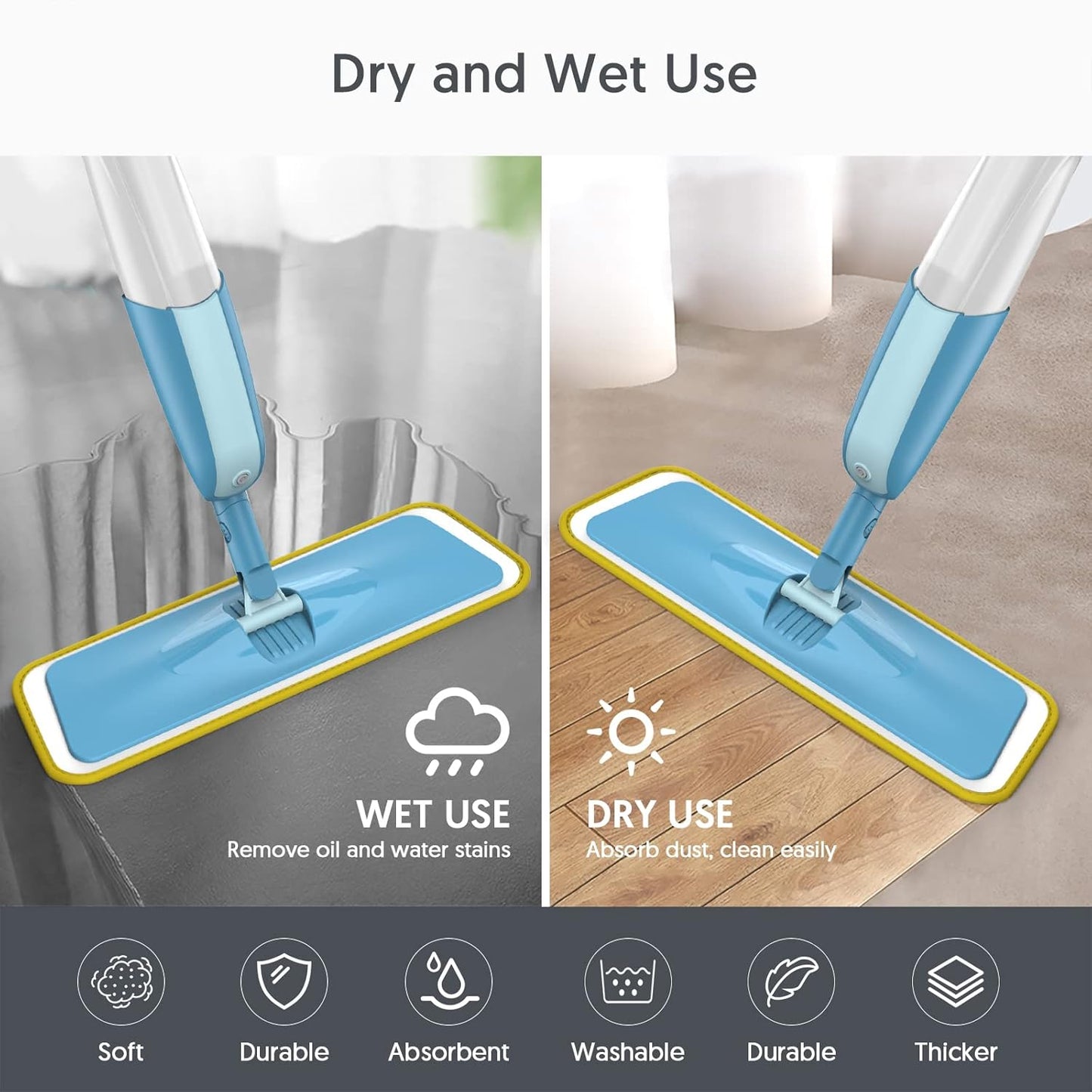 7 Count Reusable Mop Pads for Swiffer PowerMop -MEXERRIS Microfiber Wet Mops Refills PowerMop Pads Machine Washable Hard Wood Floor Mop Pads Replacement for 13''-15'' Spray Floor Mops