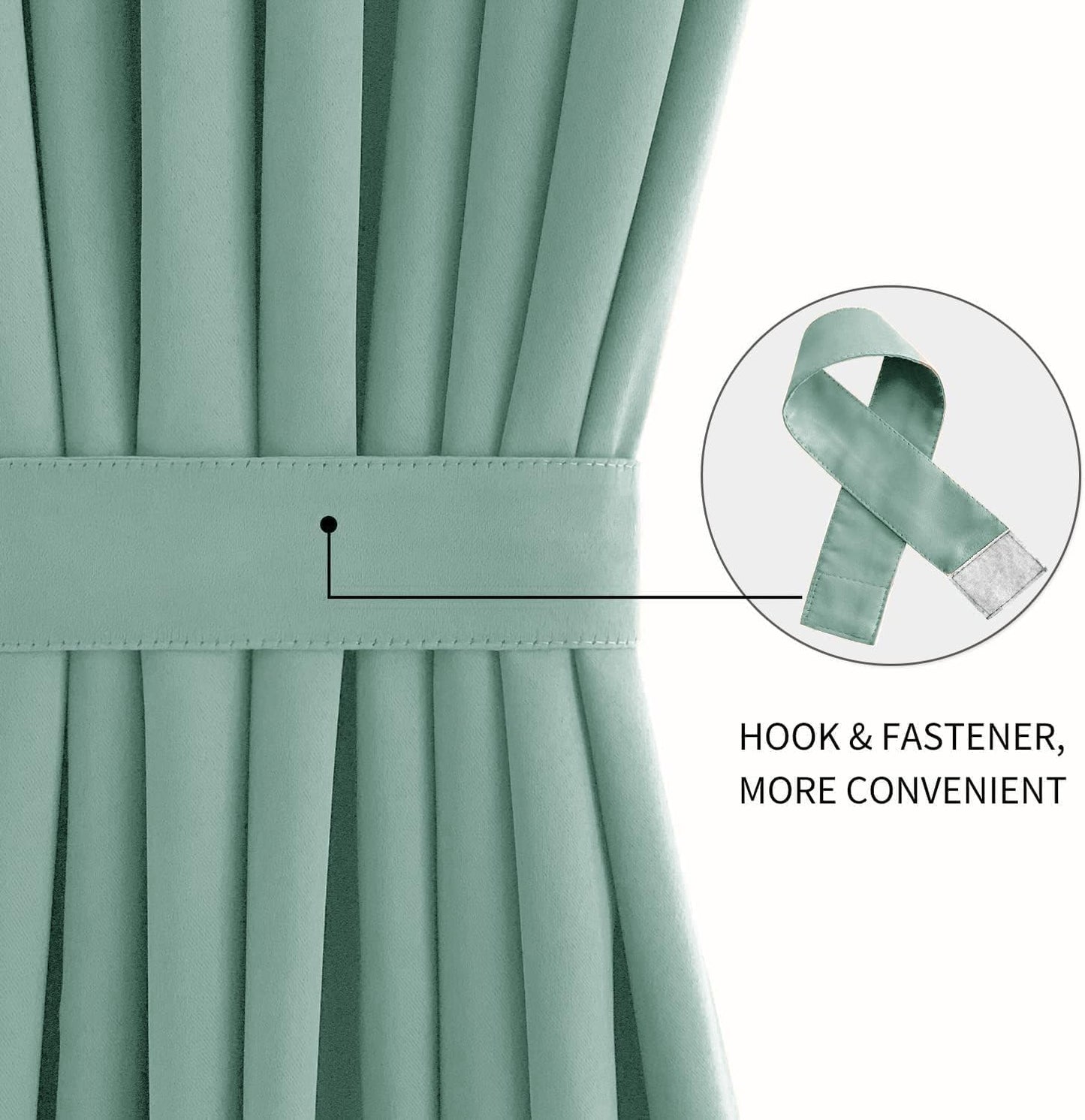 DWCN French Door Curtains – Rod Pocket Thermal Blackout Curtain for Doors with Glass Window, Kitchen and Patio Doors for Privacy, 25 X 72 Inches Long, 1 Curtain Panel with Tieback, Light Sage