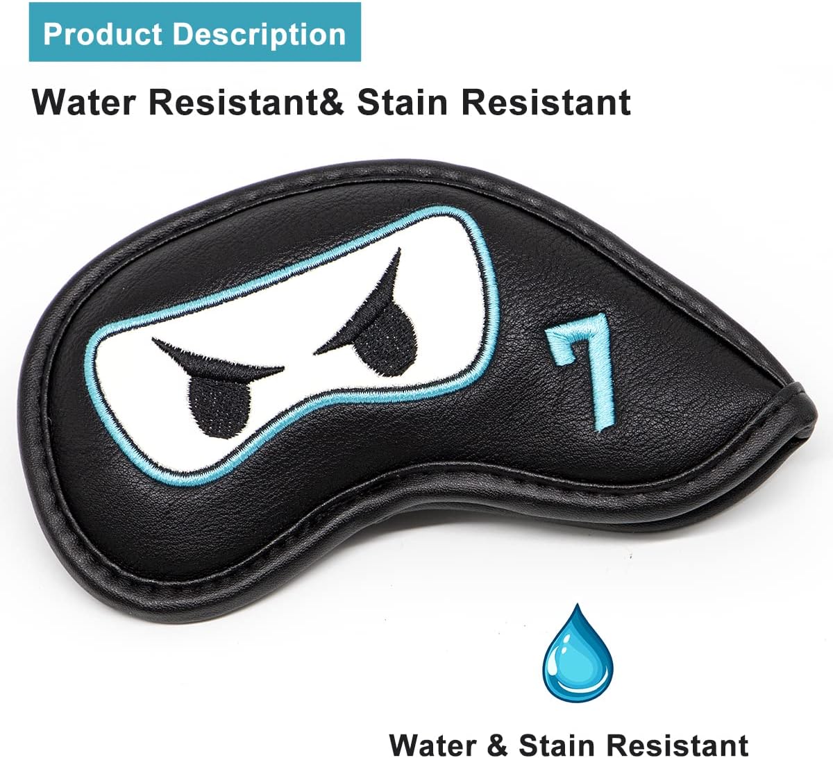 Premium Leather Golf Club Iron Covers - 10pcs/Set Wedge & Iron Headcovers with Velcro Closure