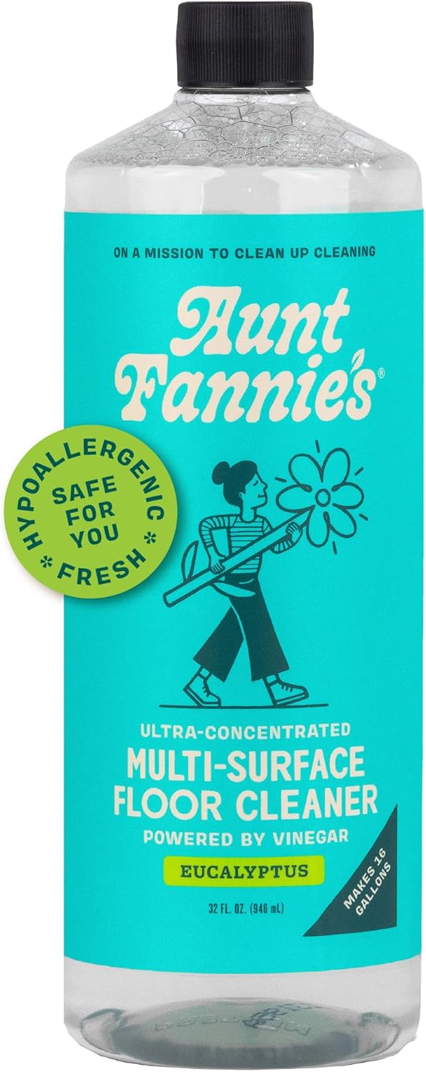 Aunt Fannie's Ultra Concentrated Floor Cleaner Vinegar Wash, Multi-Surface Solution For Mopping, Makes 16 Gallons, Eucalyptus Scent, 32 oz. (Pack of 1)