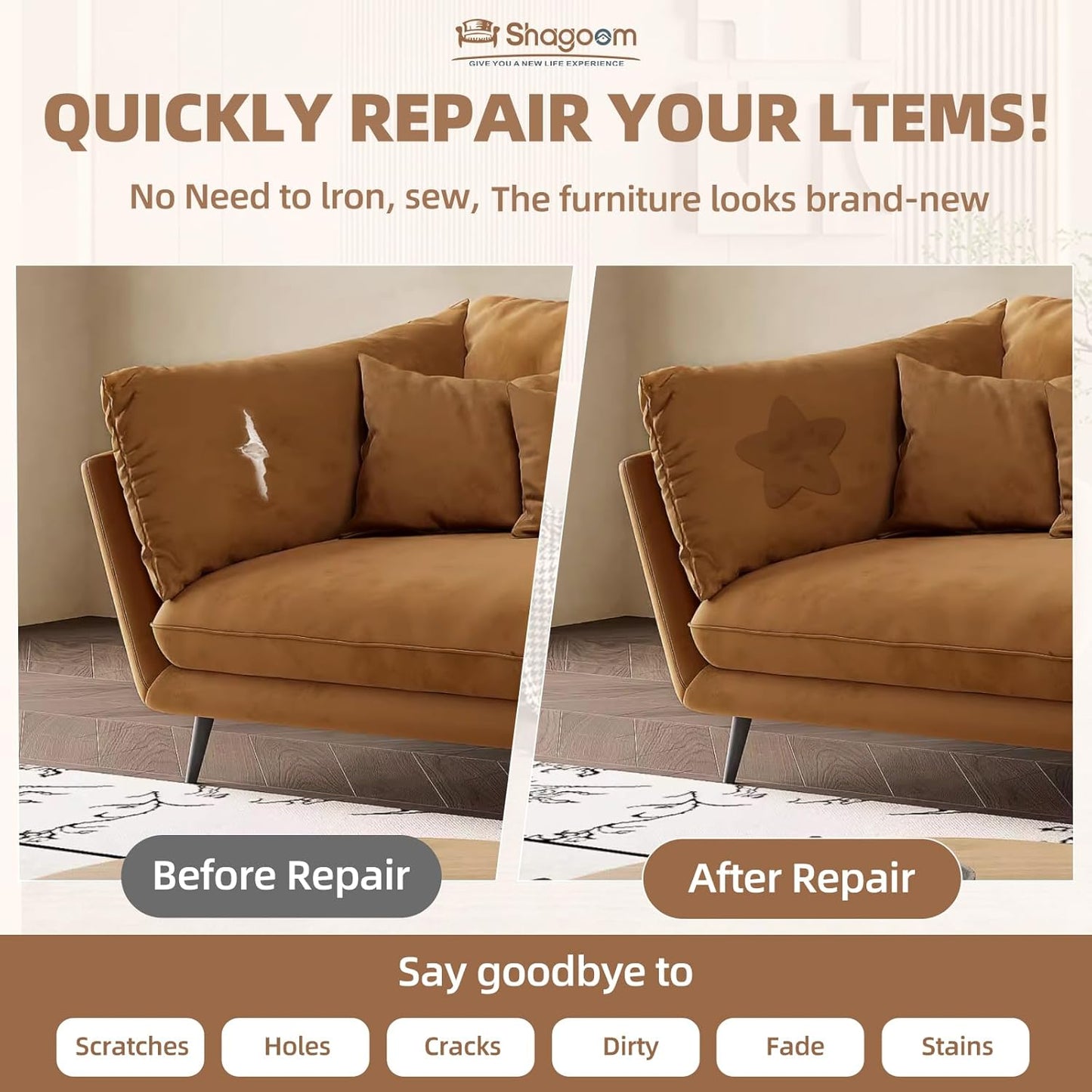 Suede Repair Patch, 17X158 Inch Fabric Large Repair Tape, Self-Adhesive Patches for Furniture, Sofa, Car Interior, Shoes, Hand Bag, Clothing (Grey, 17X158 Inch)