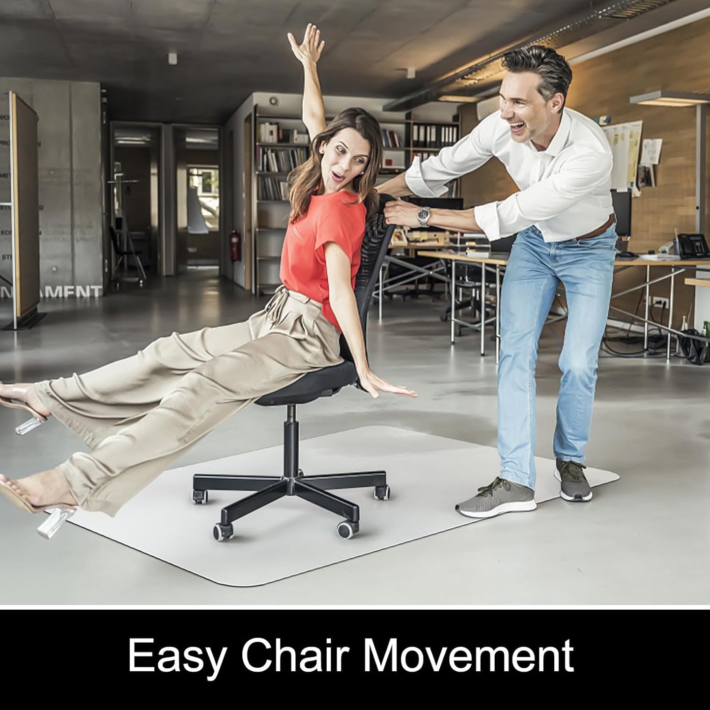 Kuyal Chair Mat for Hardwood Floor,46 x 46 inches Rectangle Desk Durable Wood/Tile Protection Mat for Rolling Chairs, Non-Studded Bottom