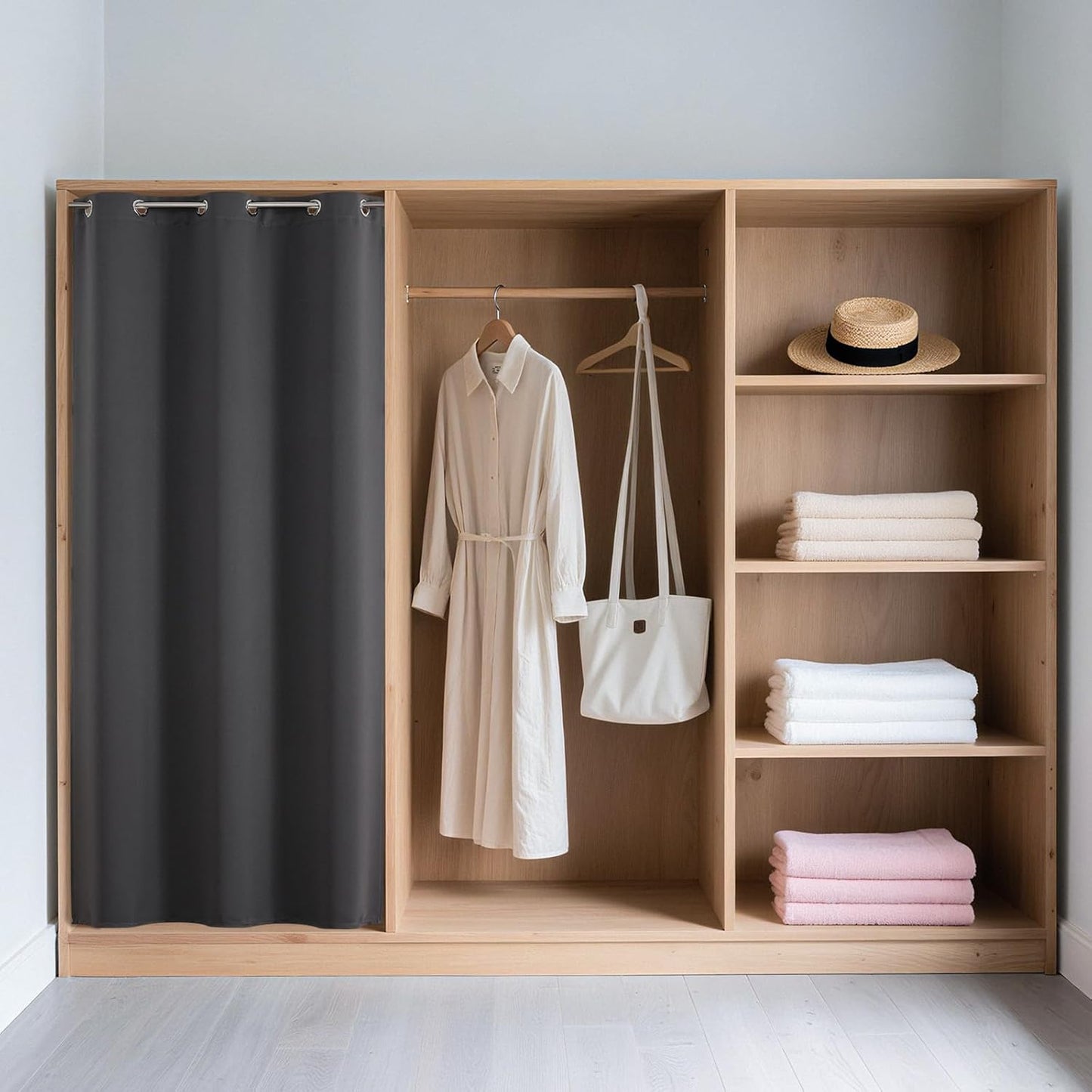 Joydeco Blackout Door Curtain for Doorway Privacy 90 Inches Long, Grommet Closet Curtain for Open Closet, Room Divider for Bedroom Living Room (Grey, 52Wx90L, 1 Panel)