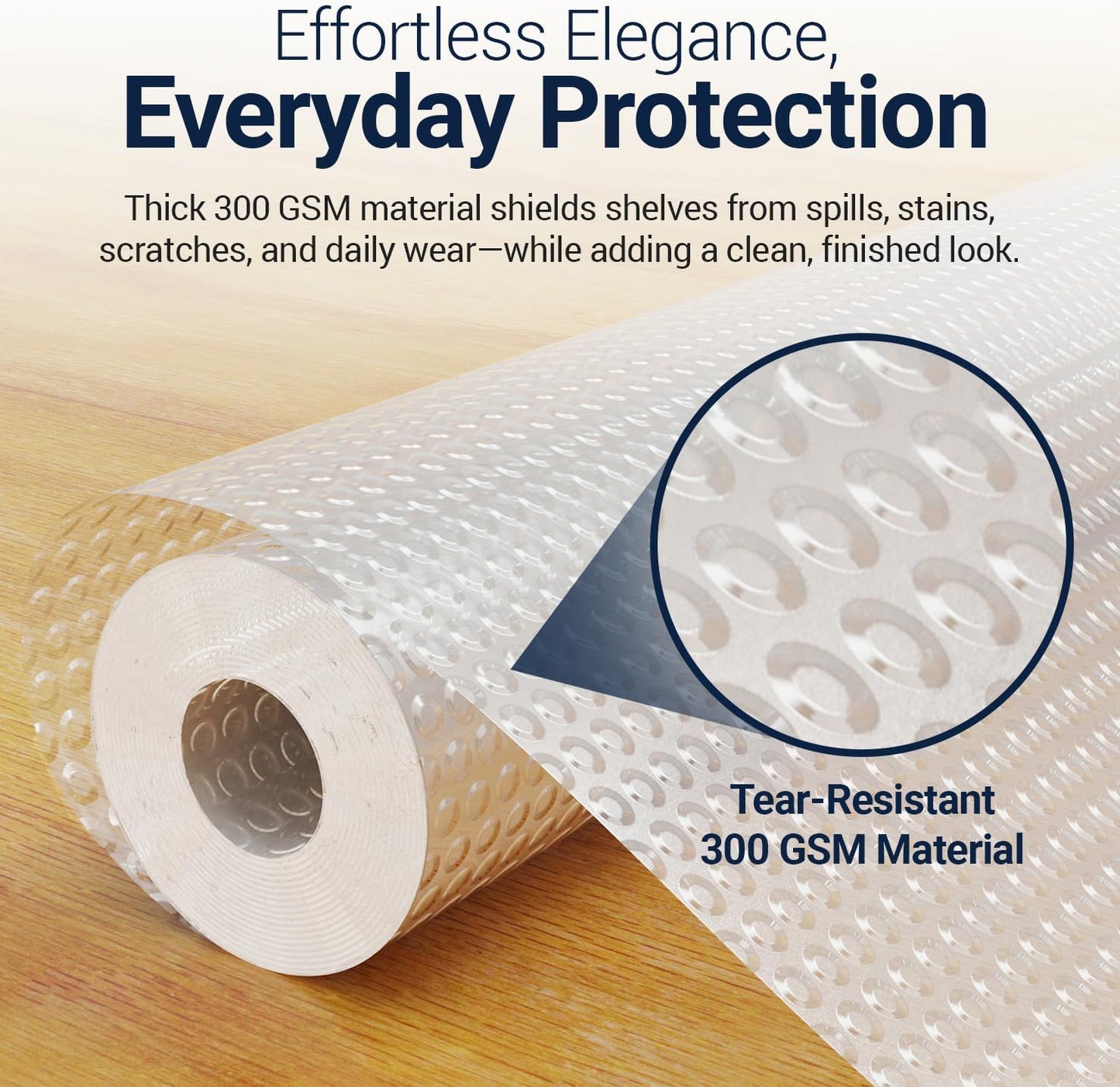 Shelf Liner Drawer Liner for Kitchen Cabinets Non-Adhesive by Linda’s Essentials (12 x 240 Inches) - Non-Slip Easy Clean Kitchen Cabinet and Cupboard Protector, Waterproof Mat, Clear Roll