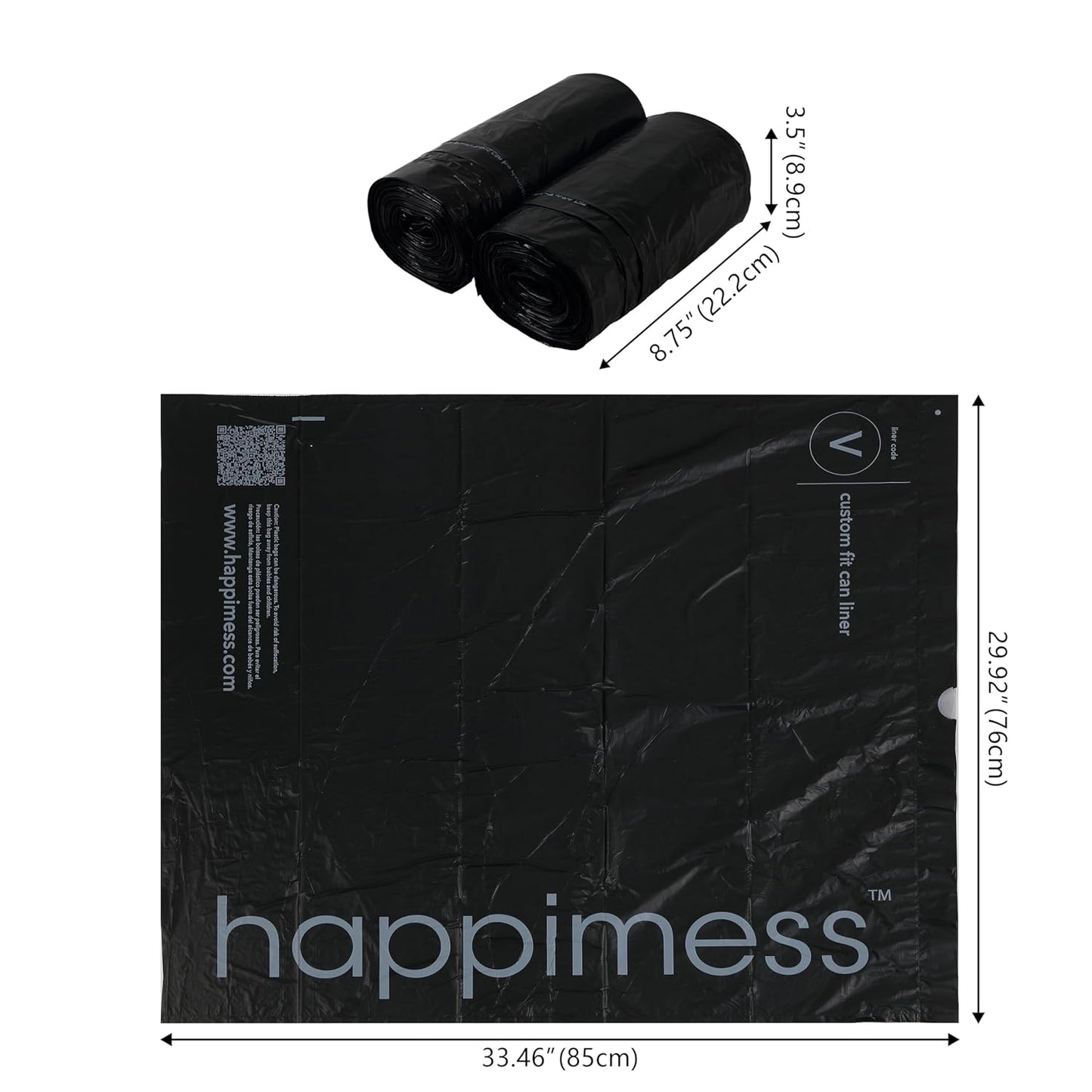 happimess HPM3000V-BLACK 30 Gallon Drawstring Unscented Trash Can Liner for Business Home Kitchen Commercial and Industrial Black (100-Count, 4-Rolls of 25 Liners)